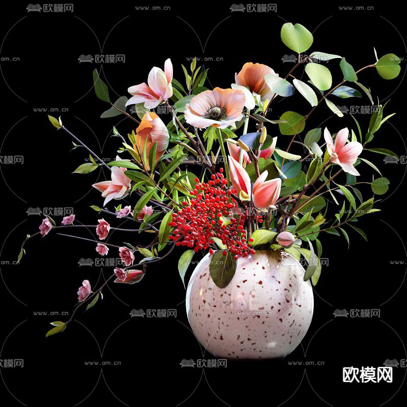 现代花艺花瓶3d模型