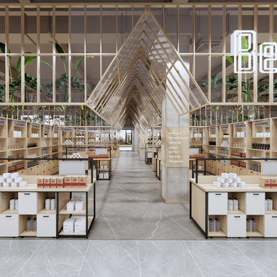  北欧超市商场su模型 