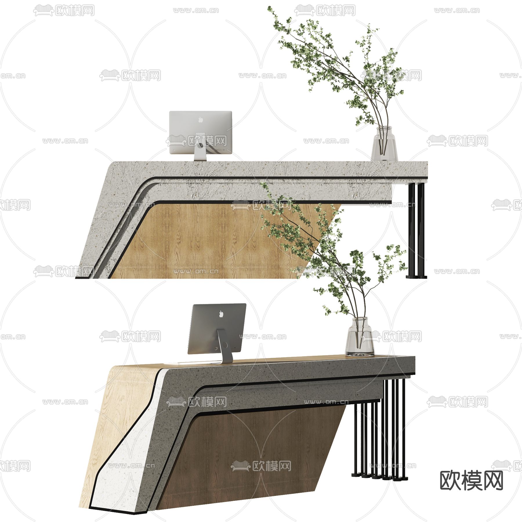 现代接待台前台3d模型