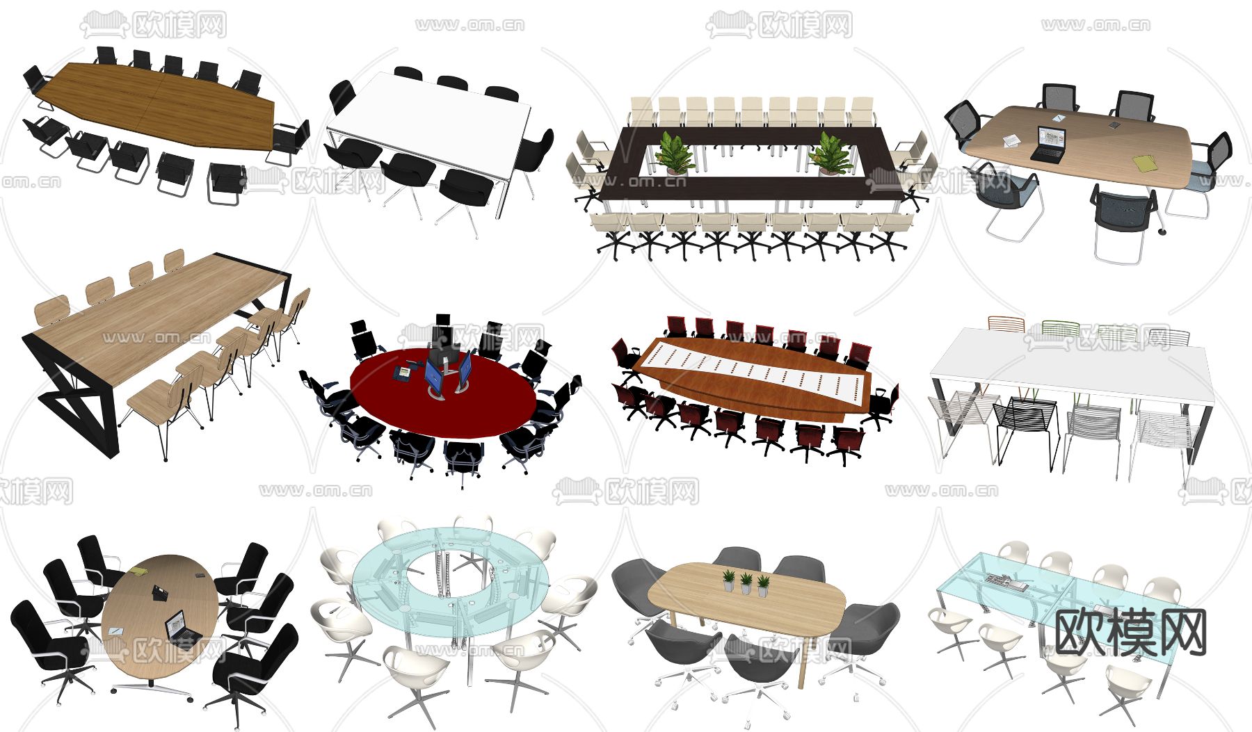 现代会议桌su模型下载