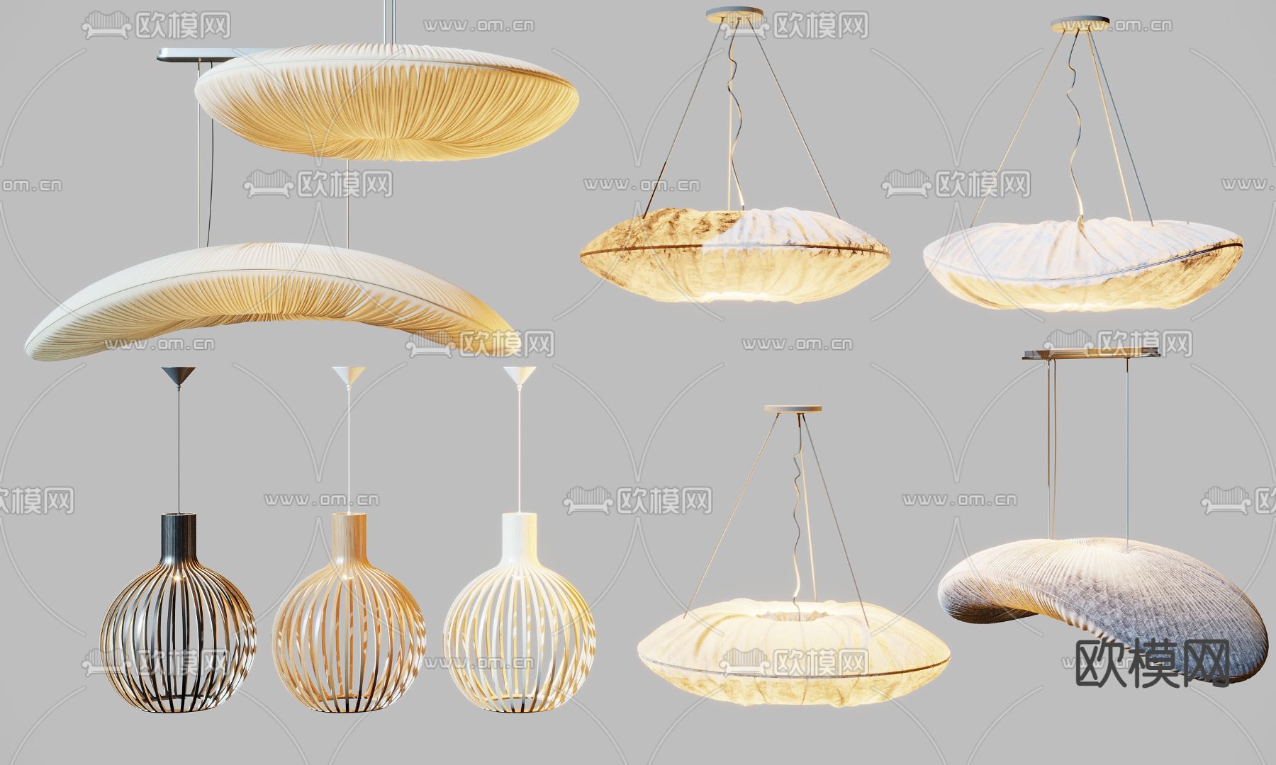 新中式竹编吊灯3d模型下载