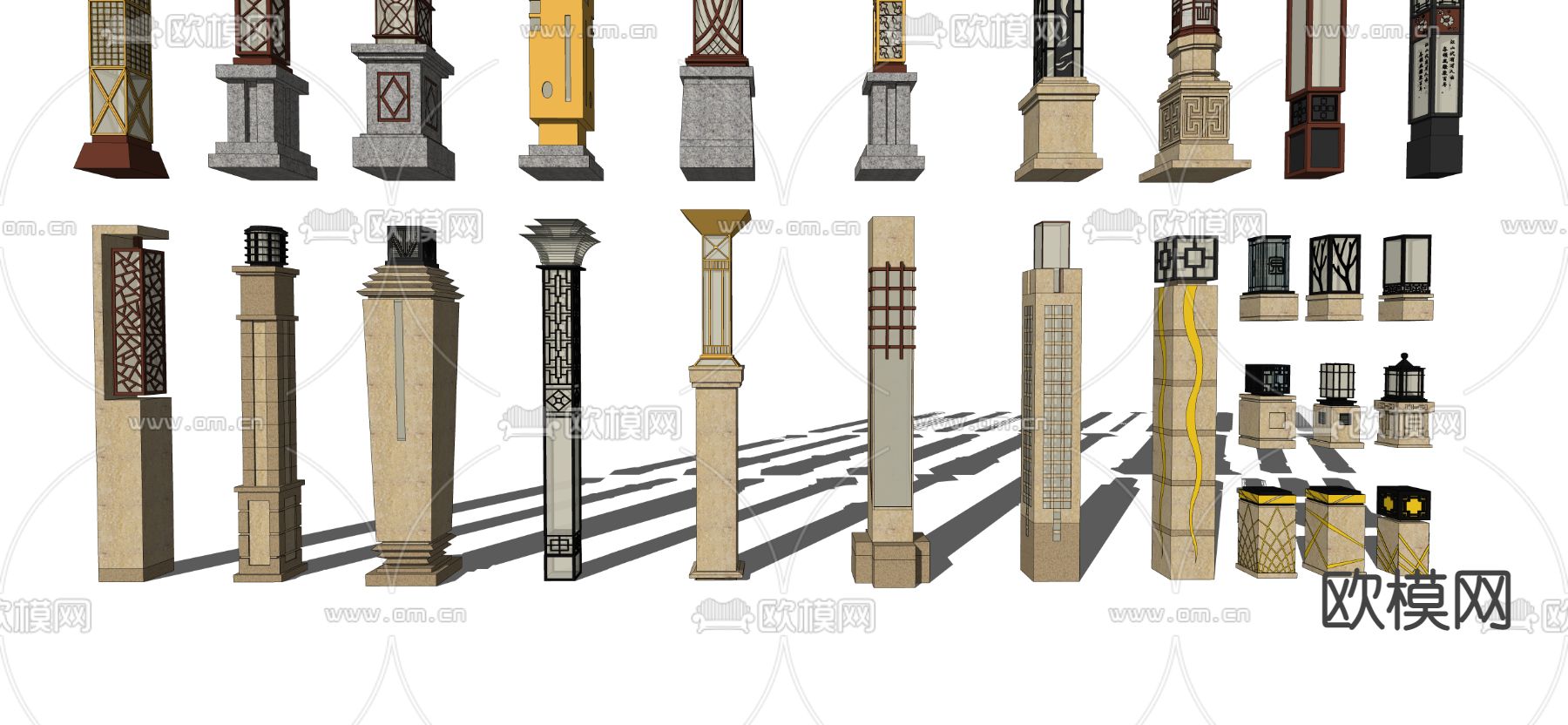 简欧景观柱灯su模型下载（渲染图4）