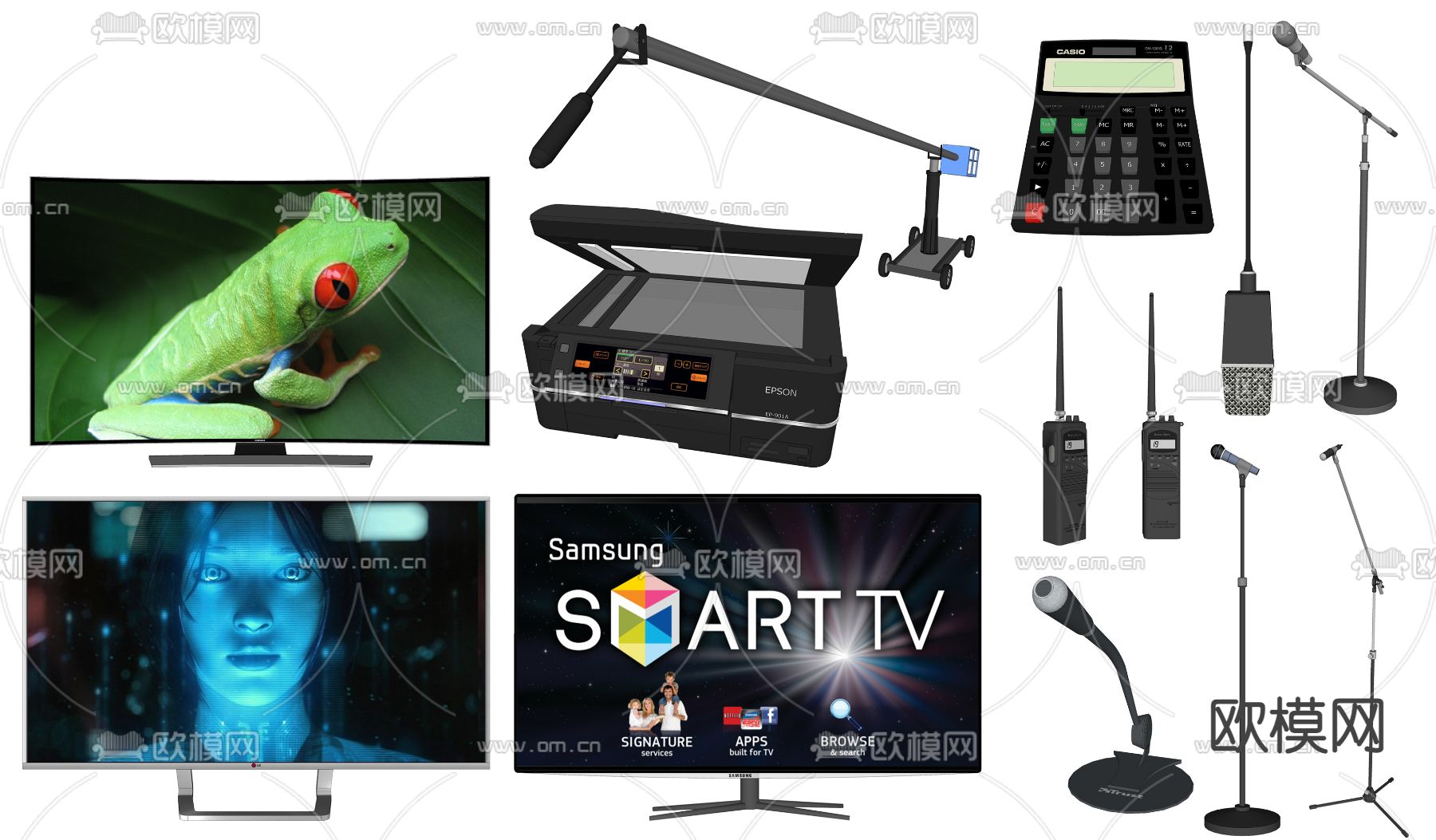 现代电视机对讲机su模型下载