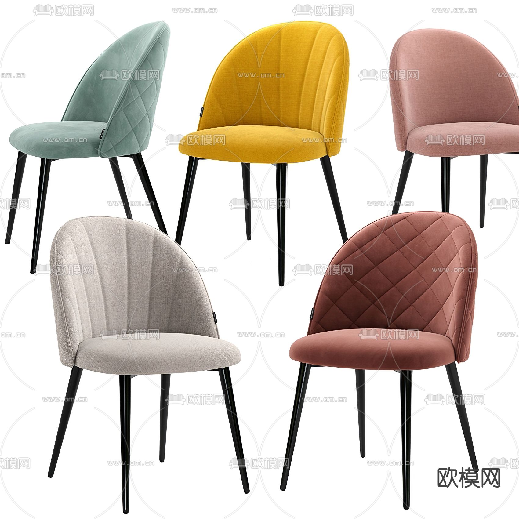 现代绒布单椅3d模型下载