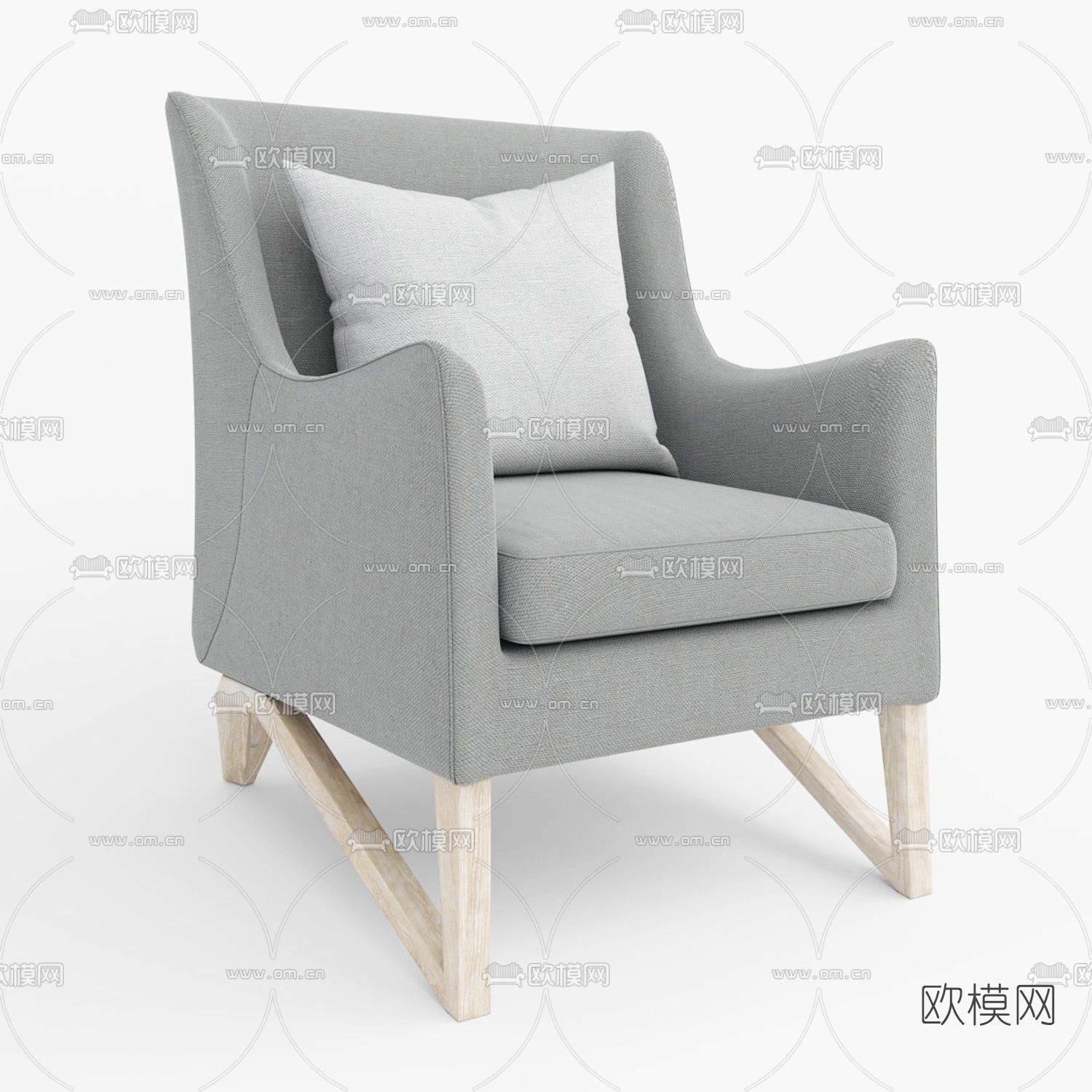 北欧布艺单人沙发免费3d模型下载