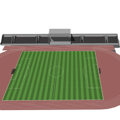  现代足球场操场su模型 