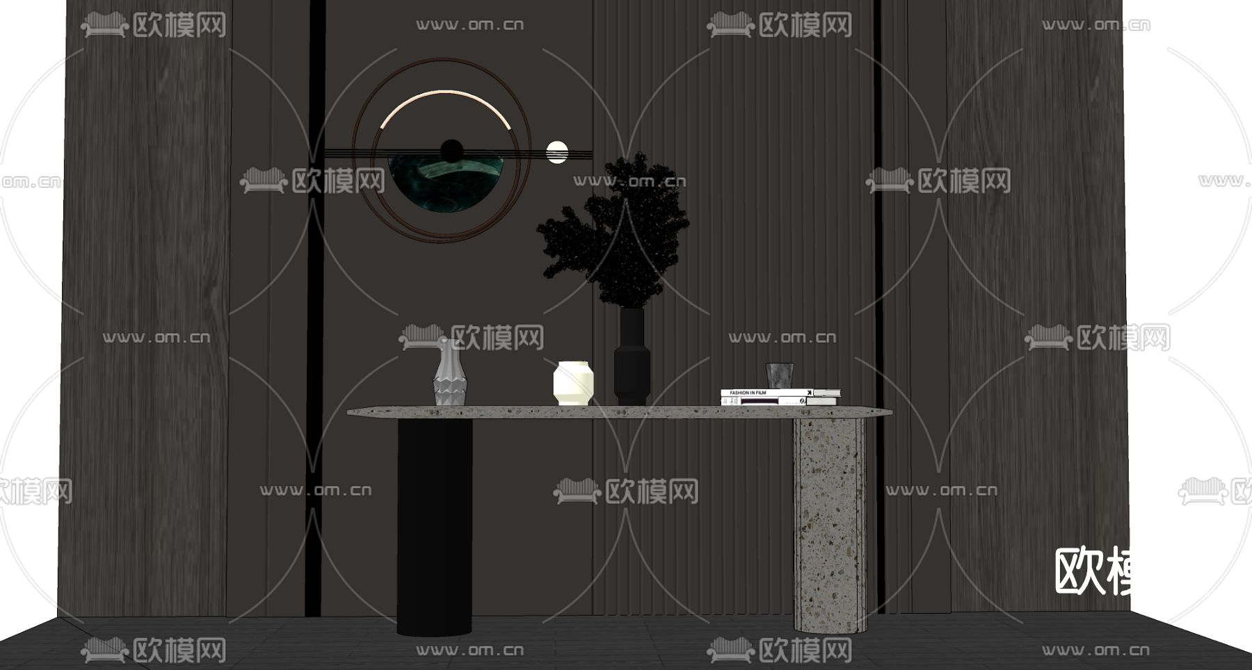 现代轻奢端景条案su模型下载（渲染图2）