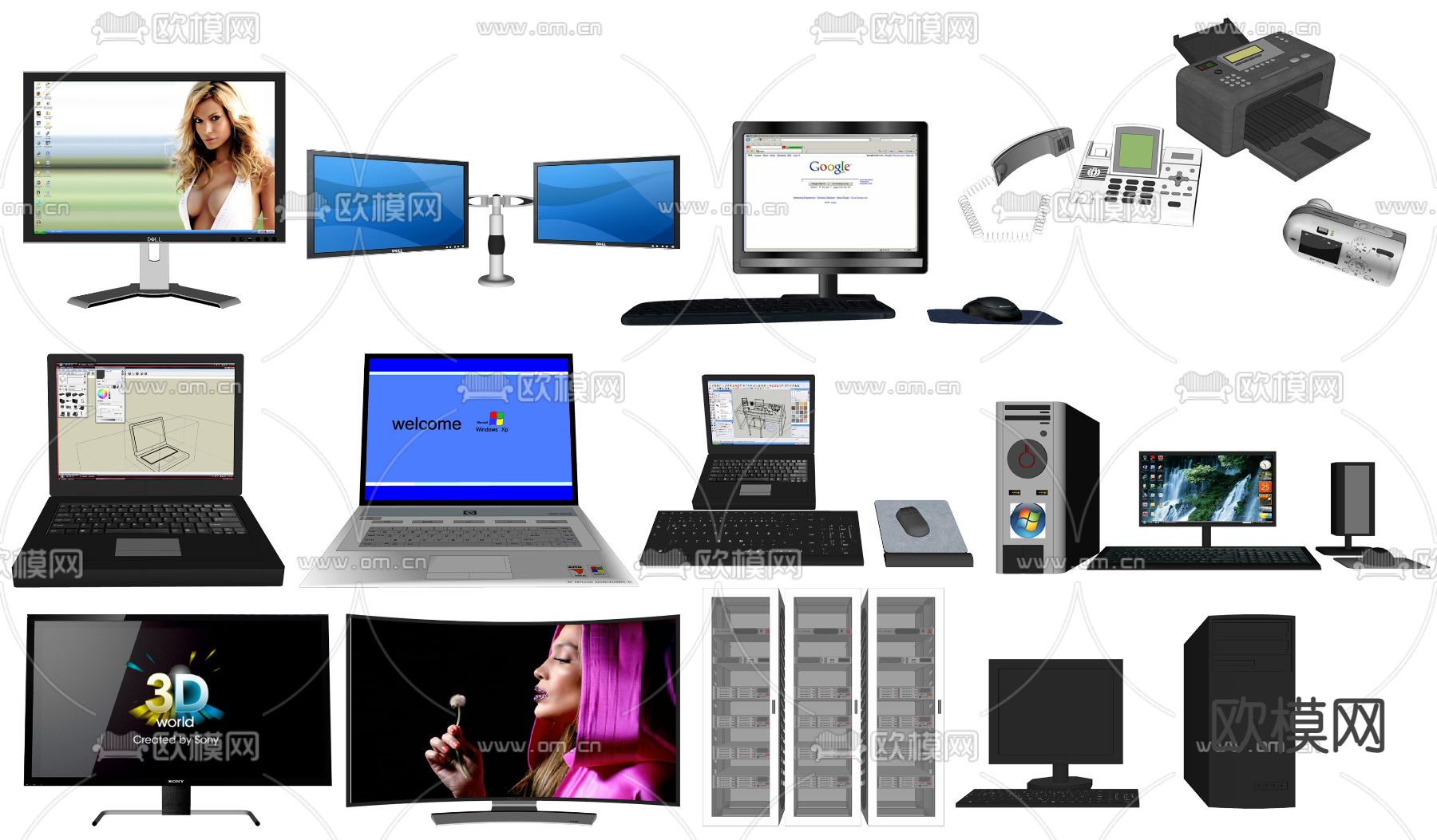 现代电脑电视机su模型下载