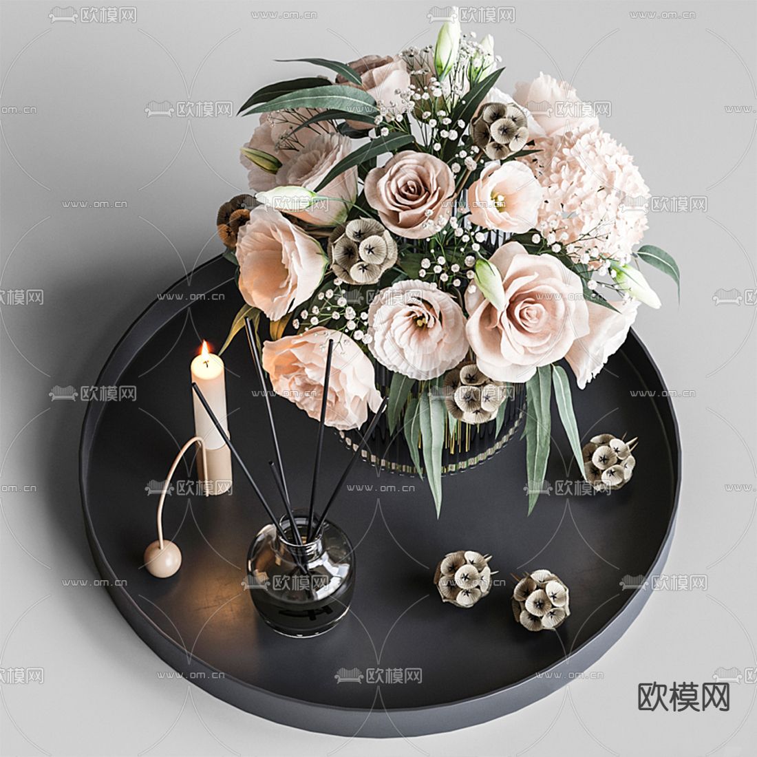 现代玻璃花瓶香薰摆件3d模型