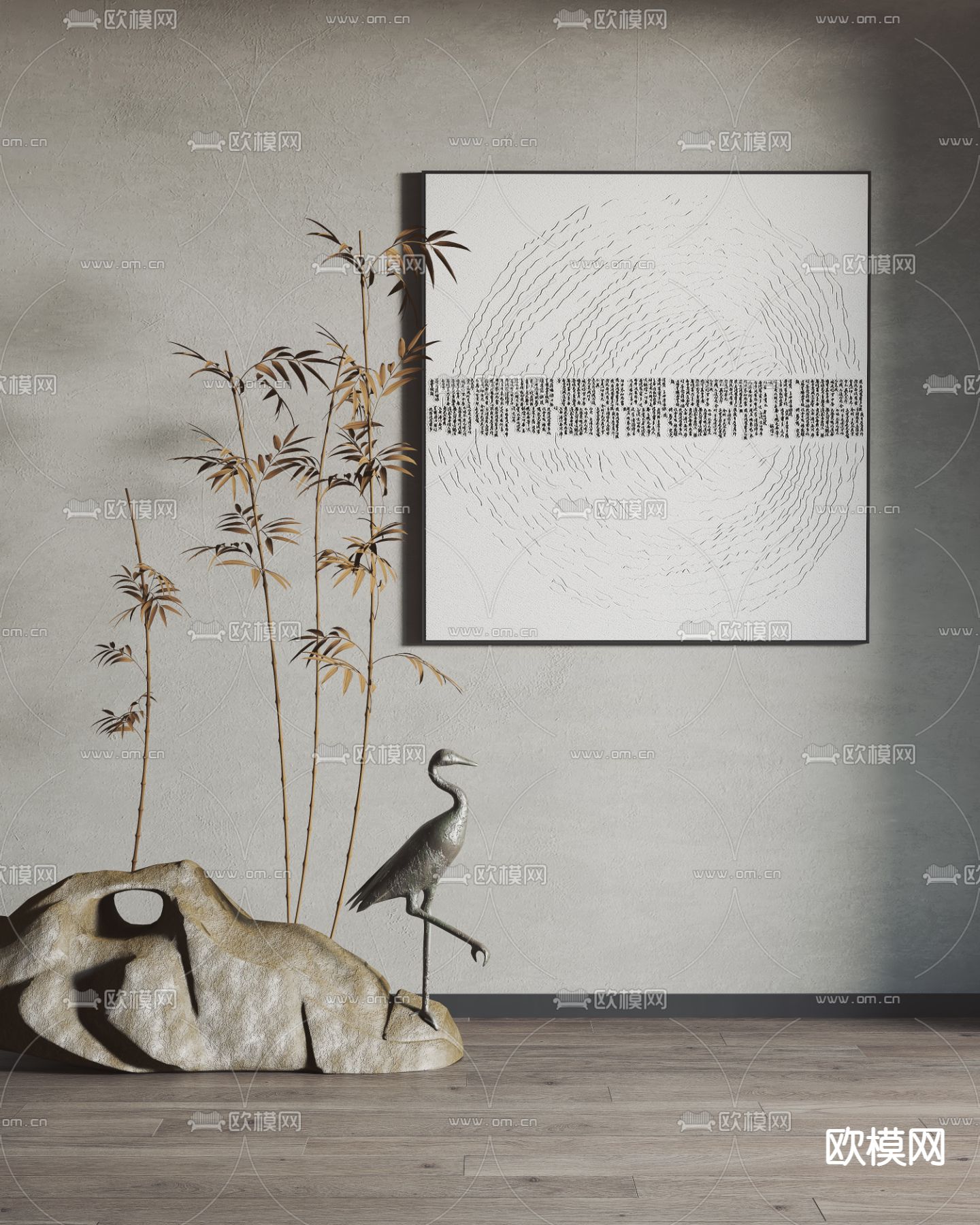 新中式装饰画3d模型