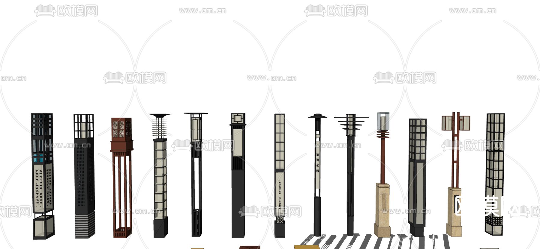 简欧景观柱灯su模型下载（渲染图2）