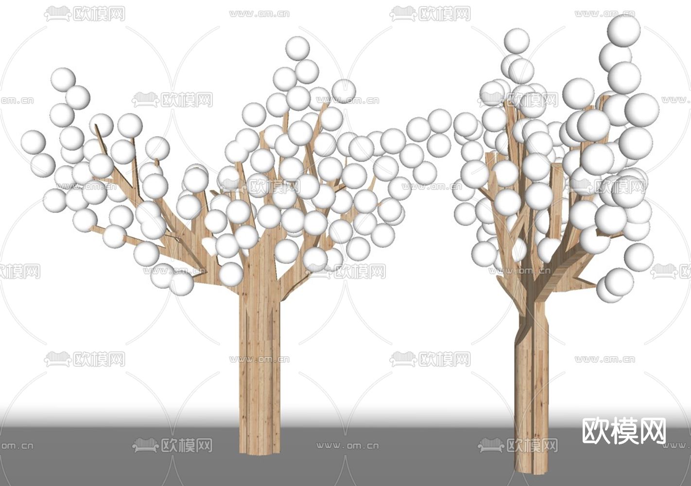 现代大树装饰灯su模型下载（渲染图2）