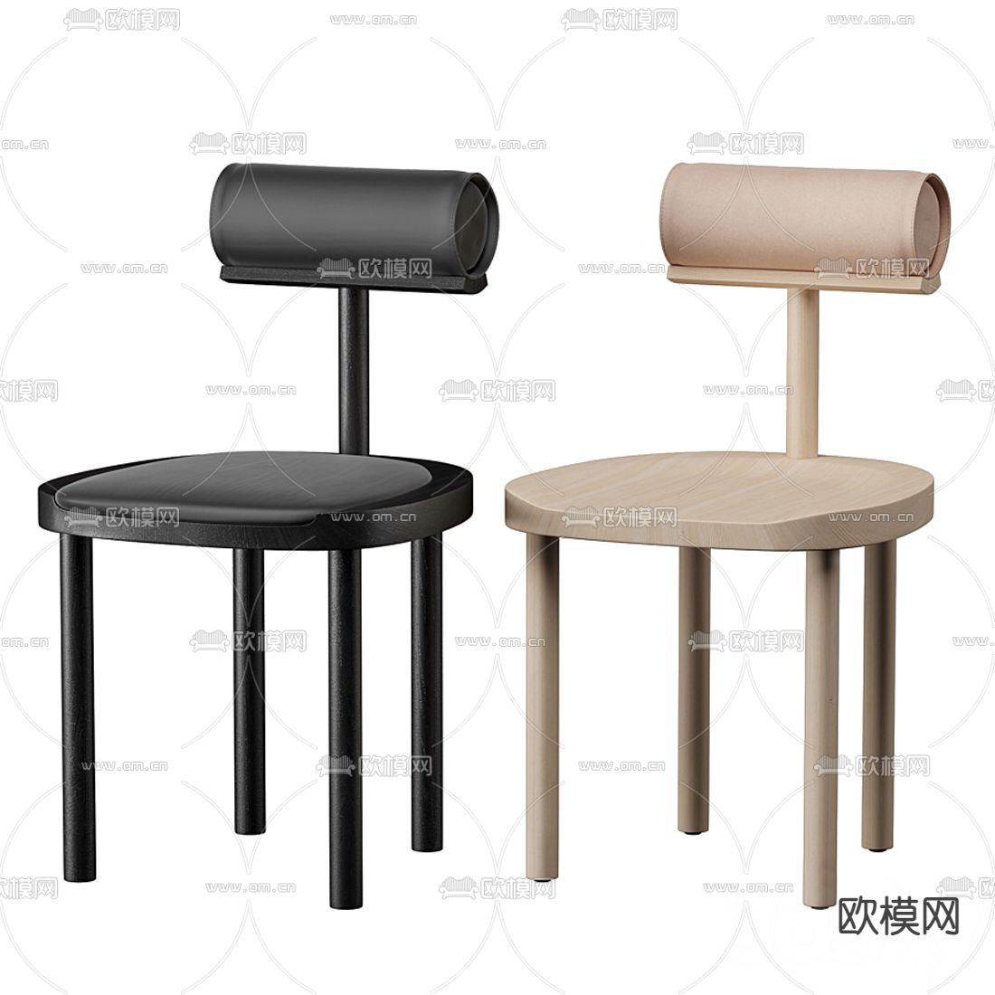 北欧实木单椅3d模型