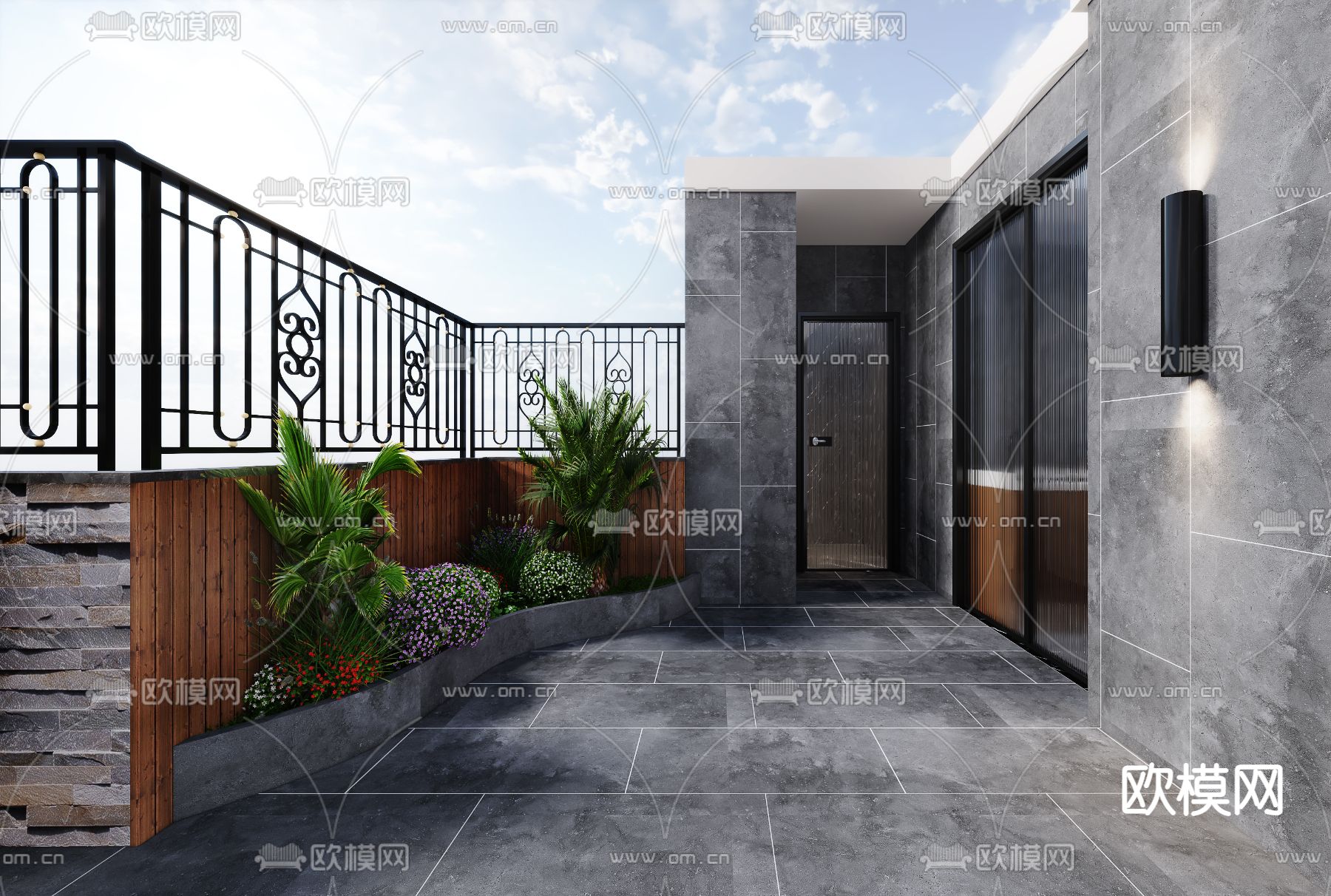 现代生活阳台露台3d模型下载（渲染图3）