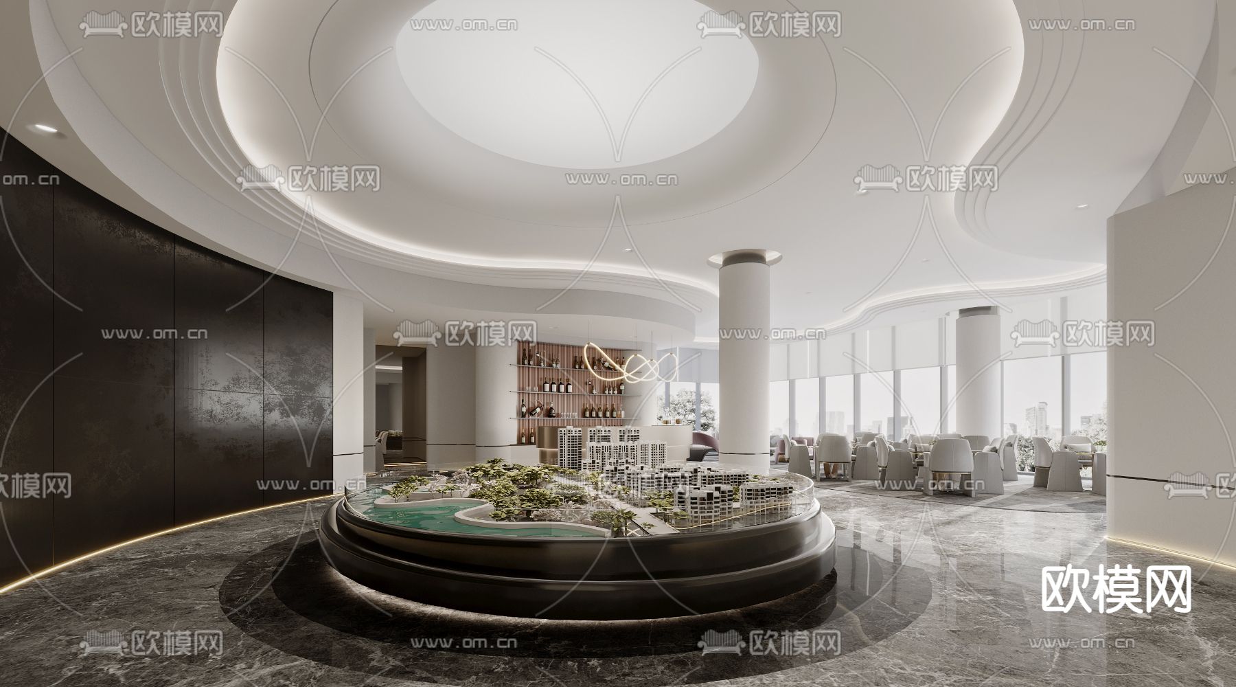 现代售楼处沙盘区3d模型