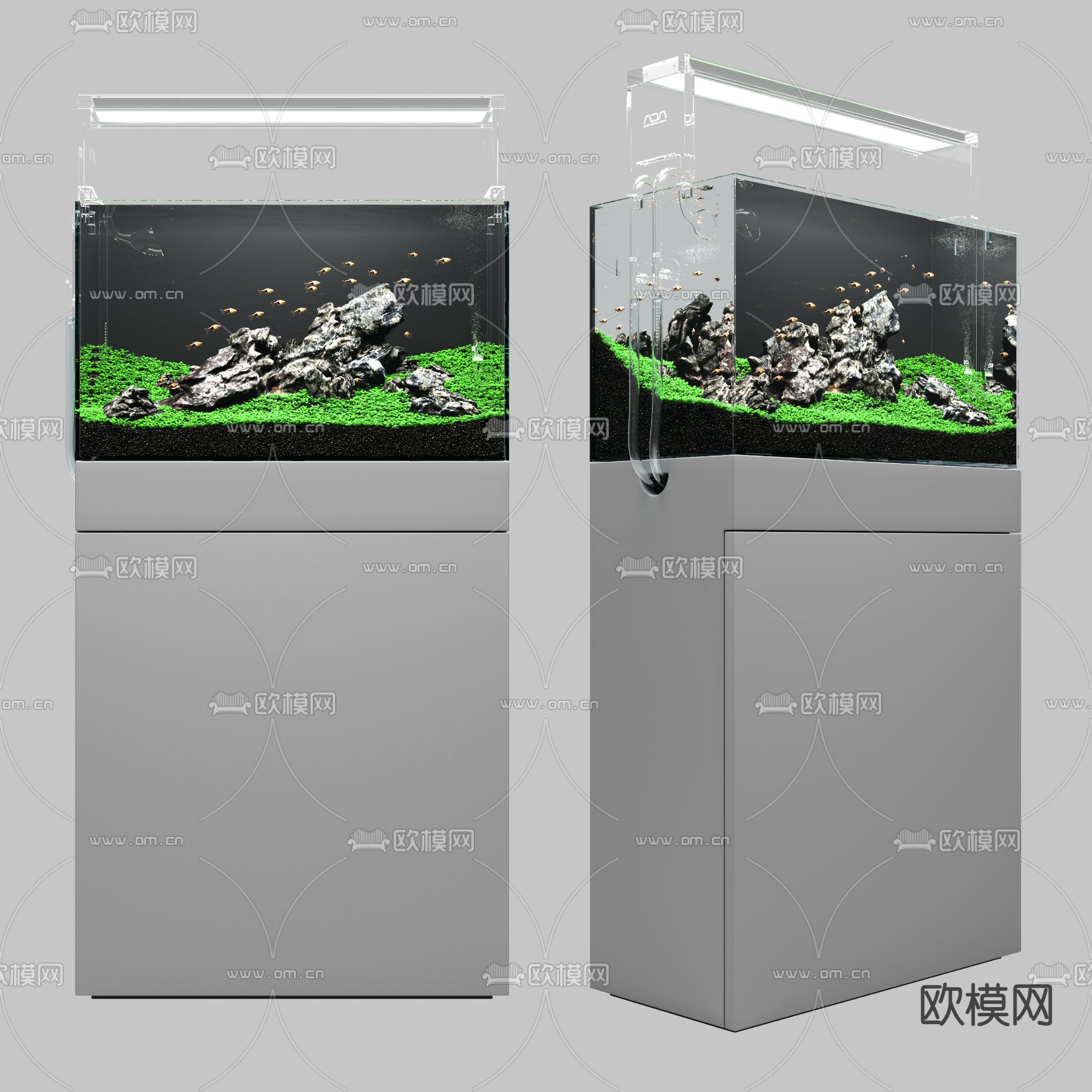 现代玻璃鱼缸3d模型