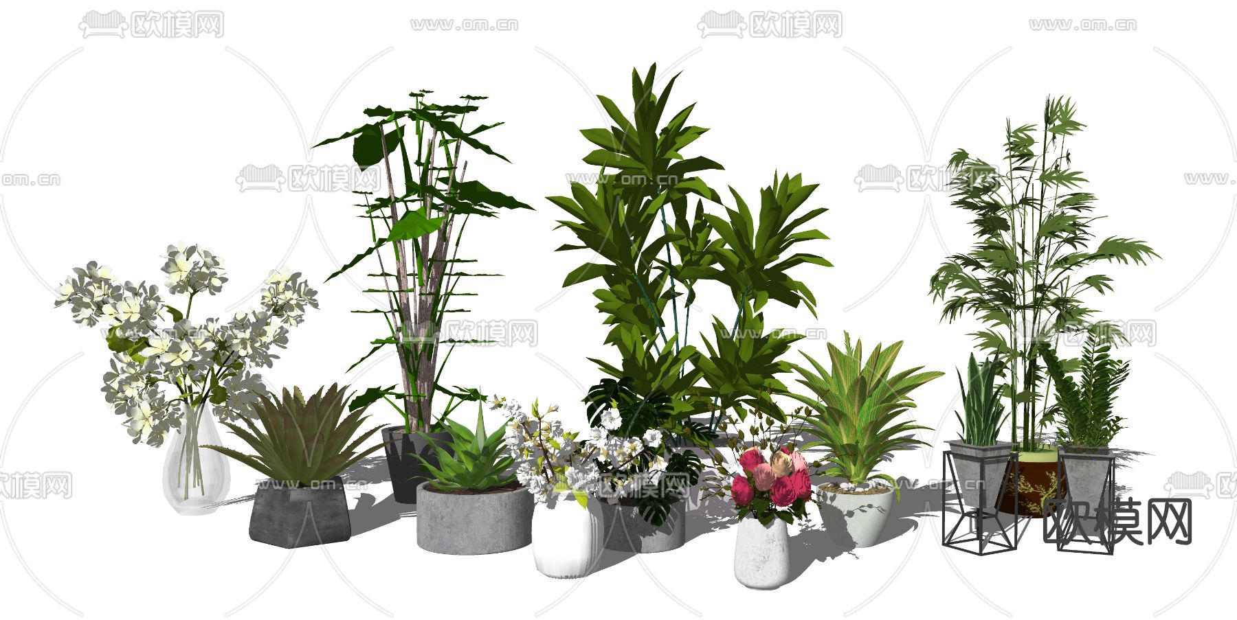 现代绿植盆栽su模型