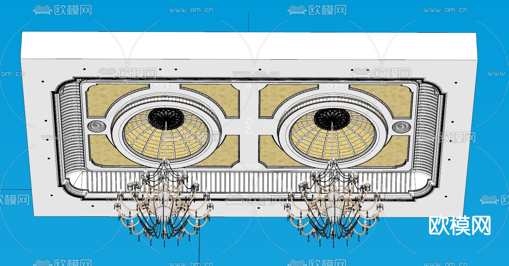 欧式吊顶su模型下载