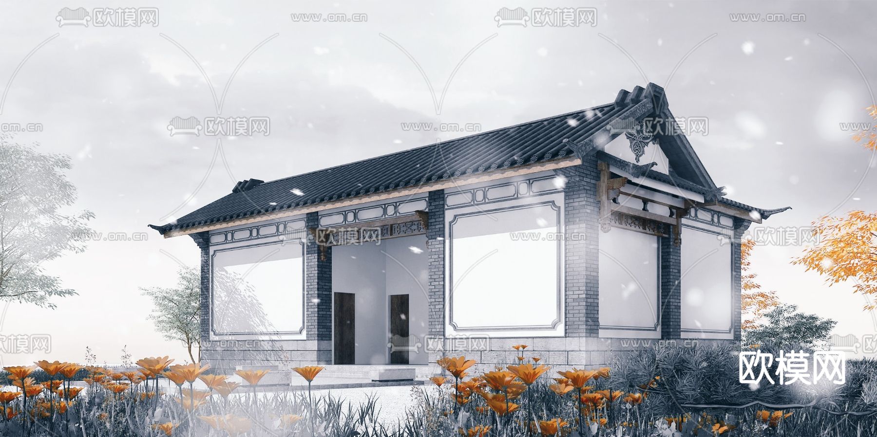 中式公共厕所3d模型下载