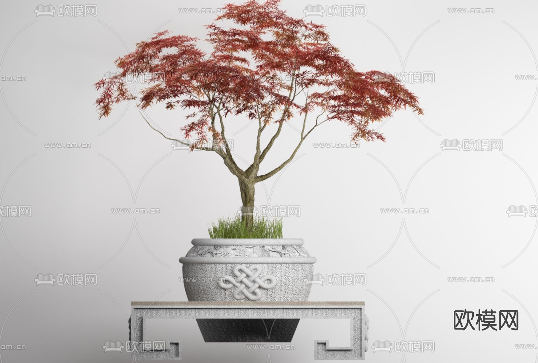 新中式植物盆栽免费3d模型下载