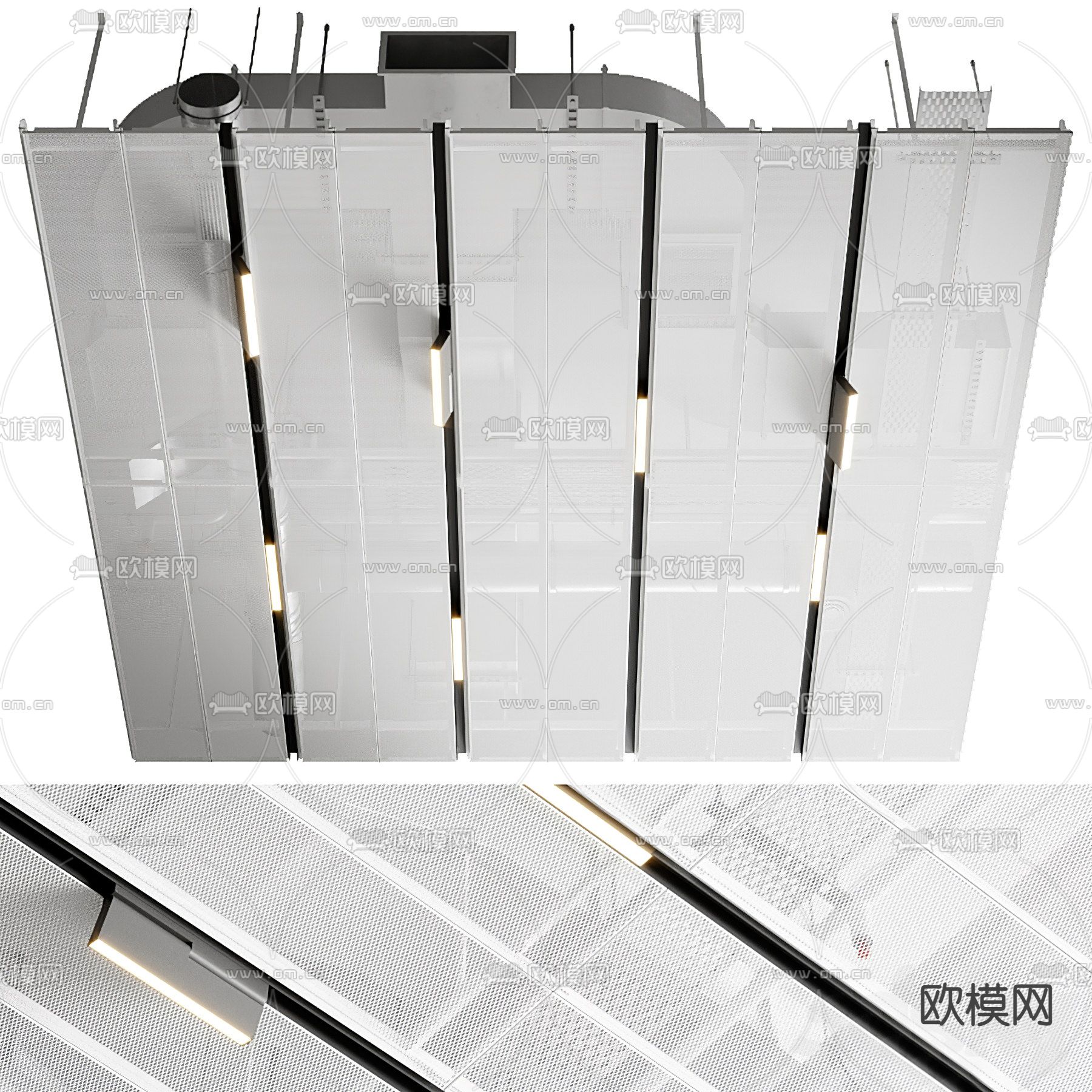 现代办公吊顶3d模型