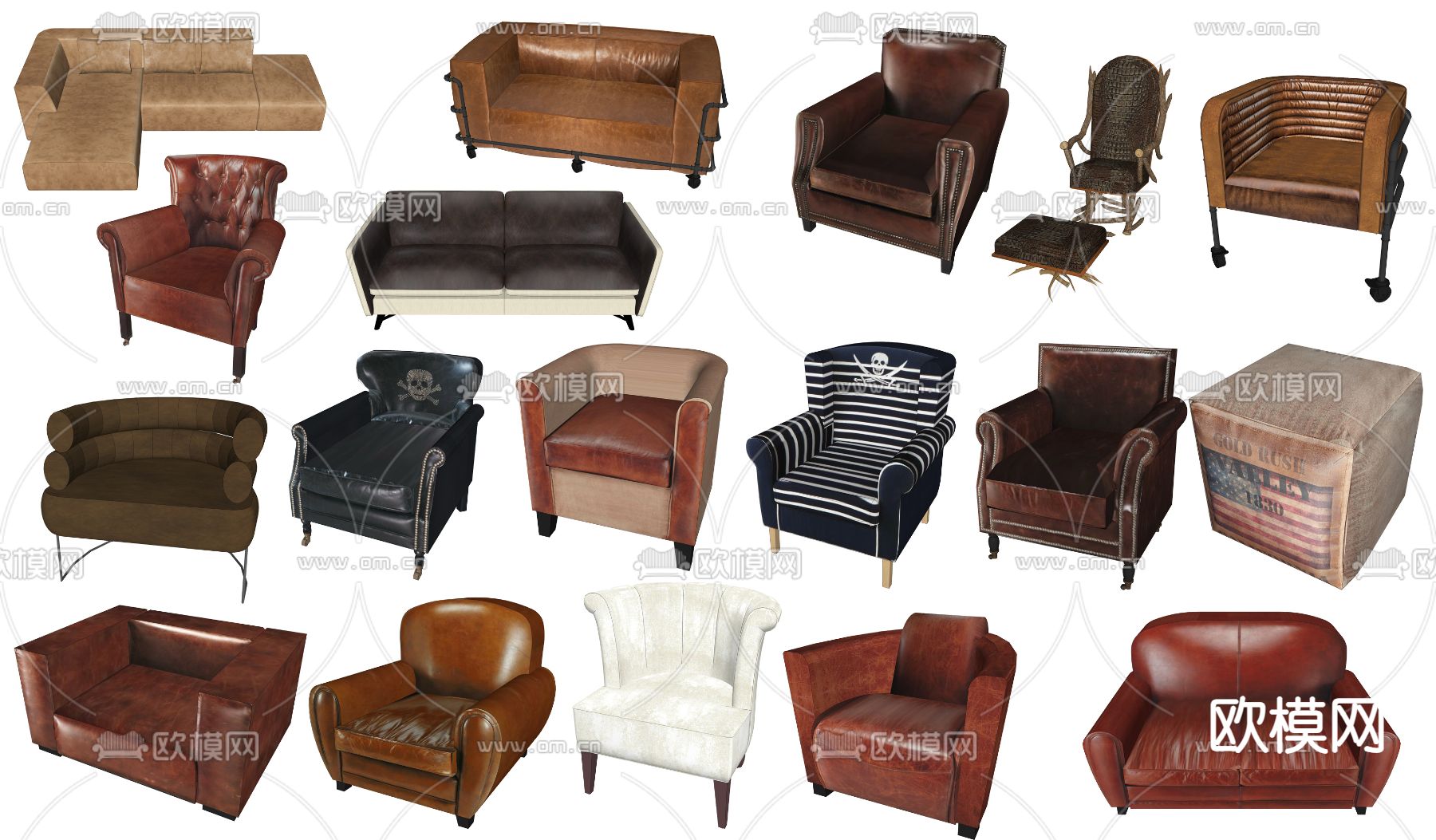 工业风单人沙发su模型下载