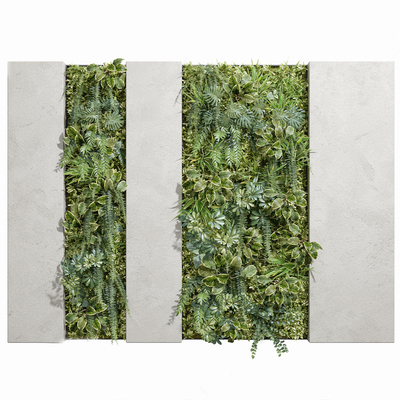 现代绿植墙su模型 