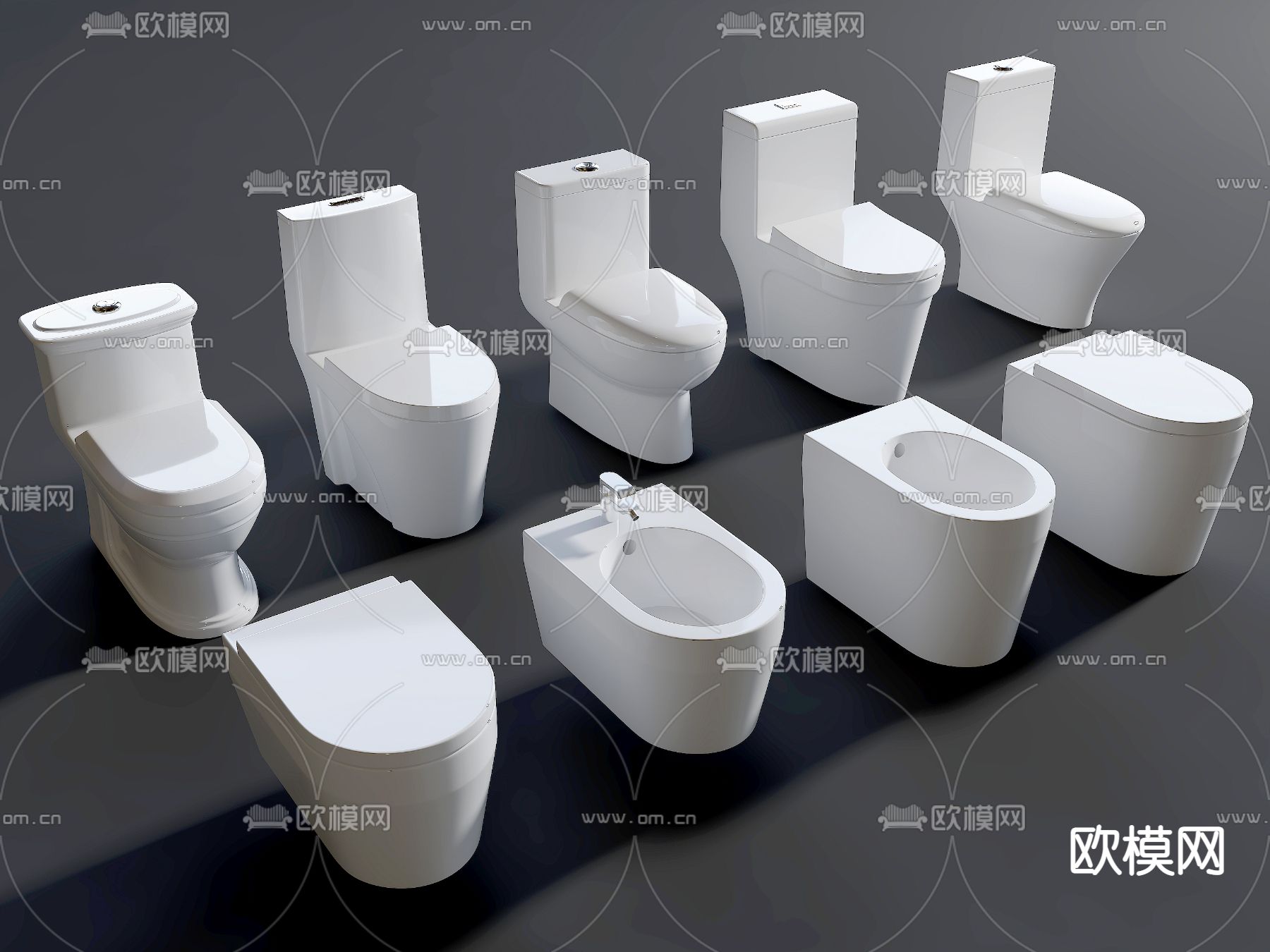 现代马桶坐便器3d模型
