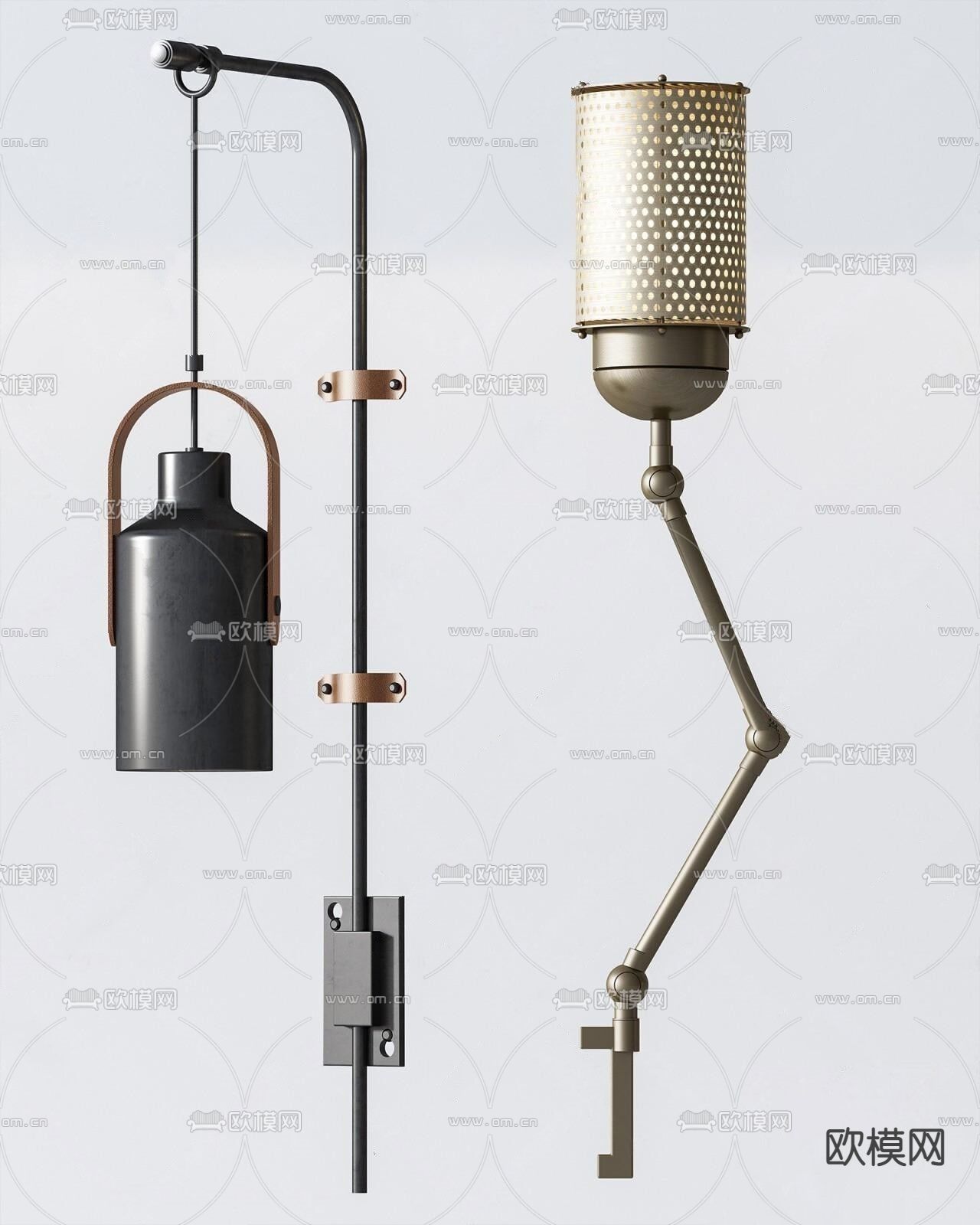 工业风金属壁灯3d模型下载