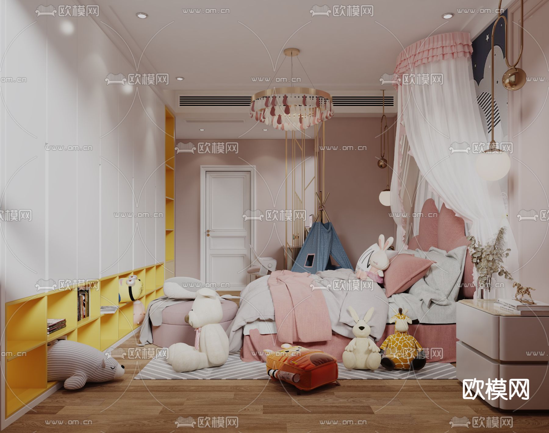 现代儿童房3d模型