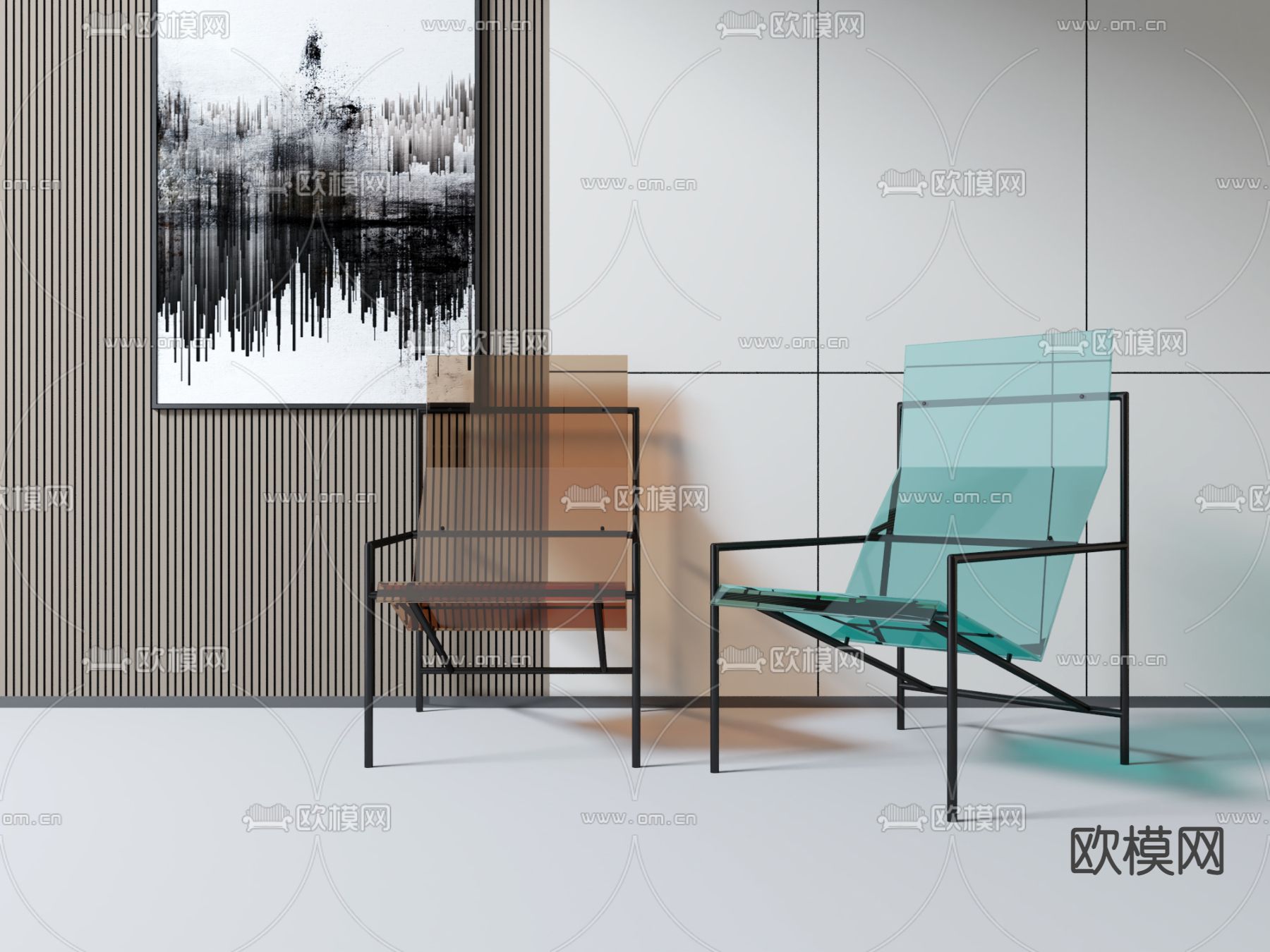 现代亚克力休闲椅3d模型下载