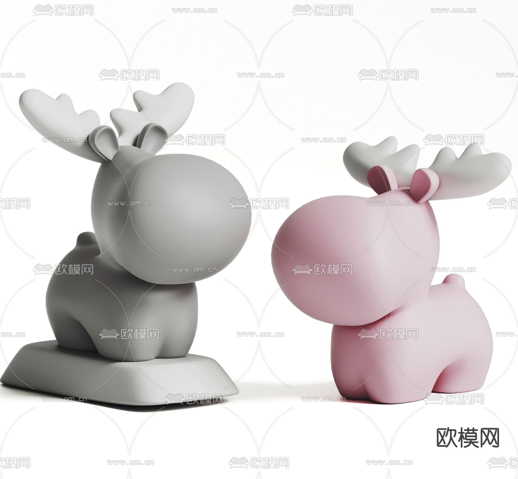 北欧卡通小鹿摆件3d模型