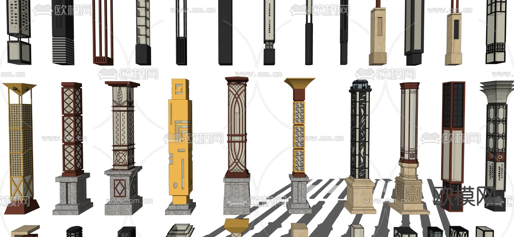 简欧景观柱灯su模型下载（渲染图3）