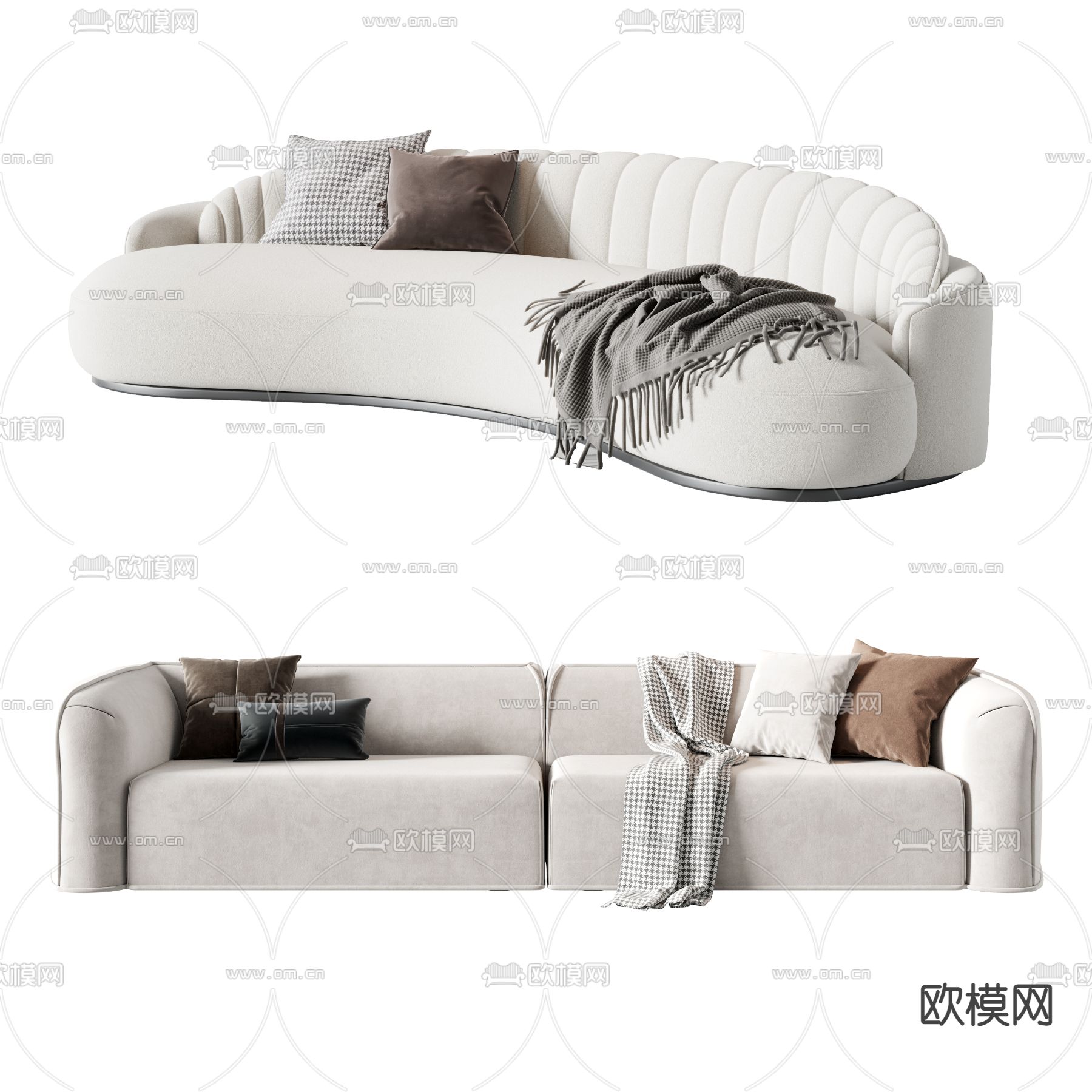 现代布艺双人沙发3d模型