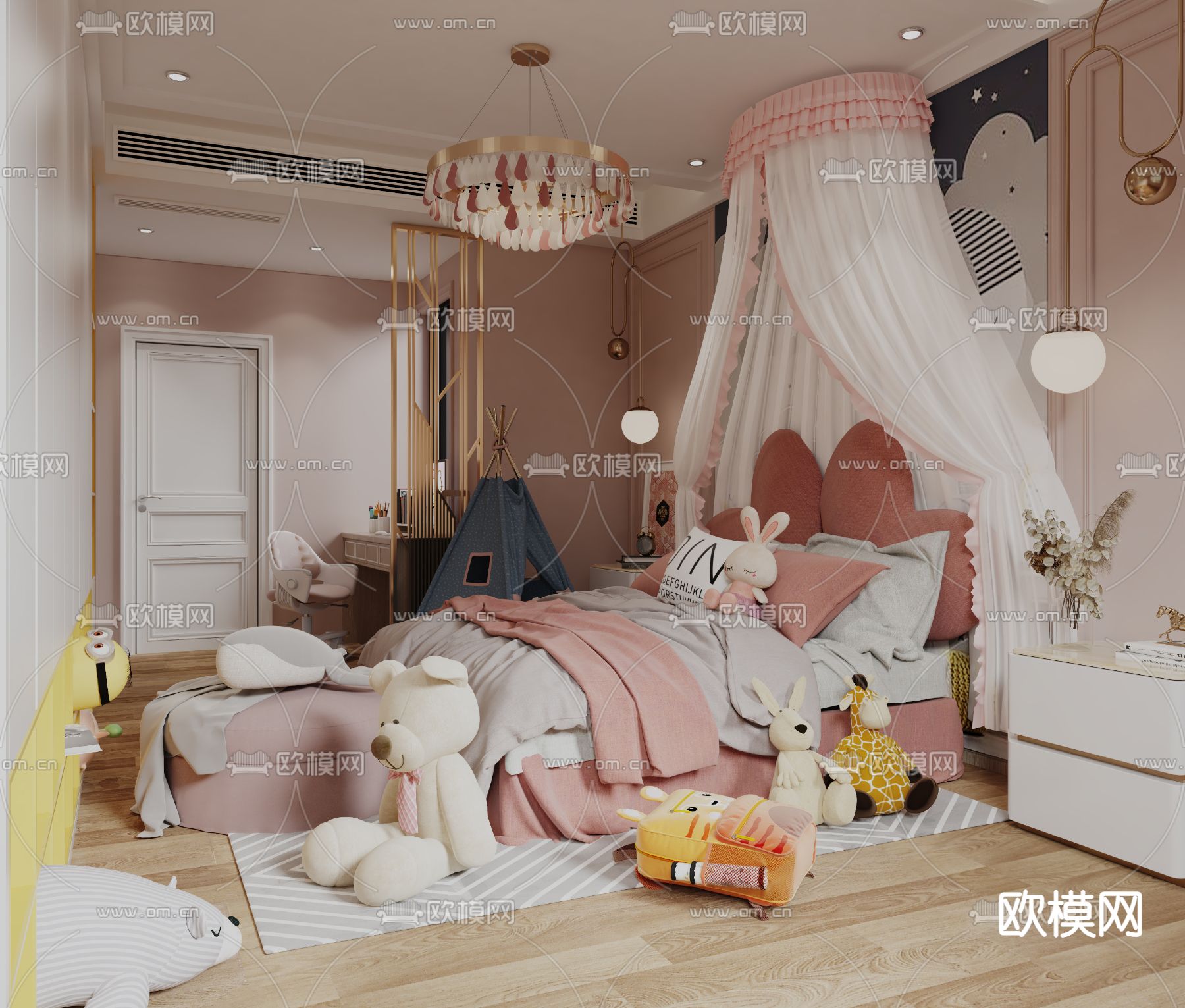 现代儿童房3d模型