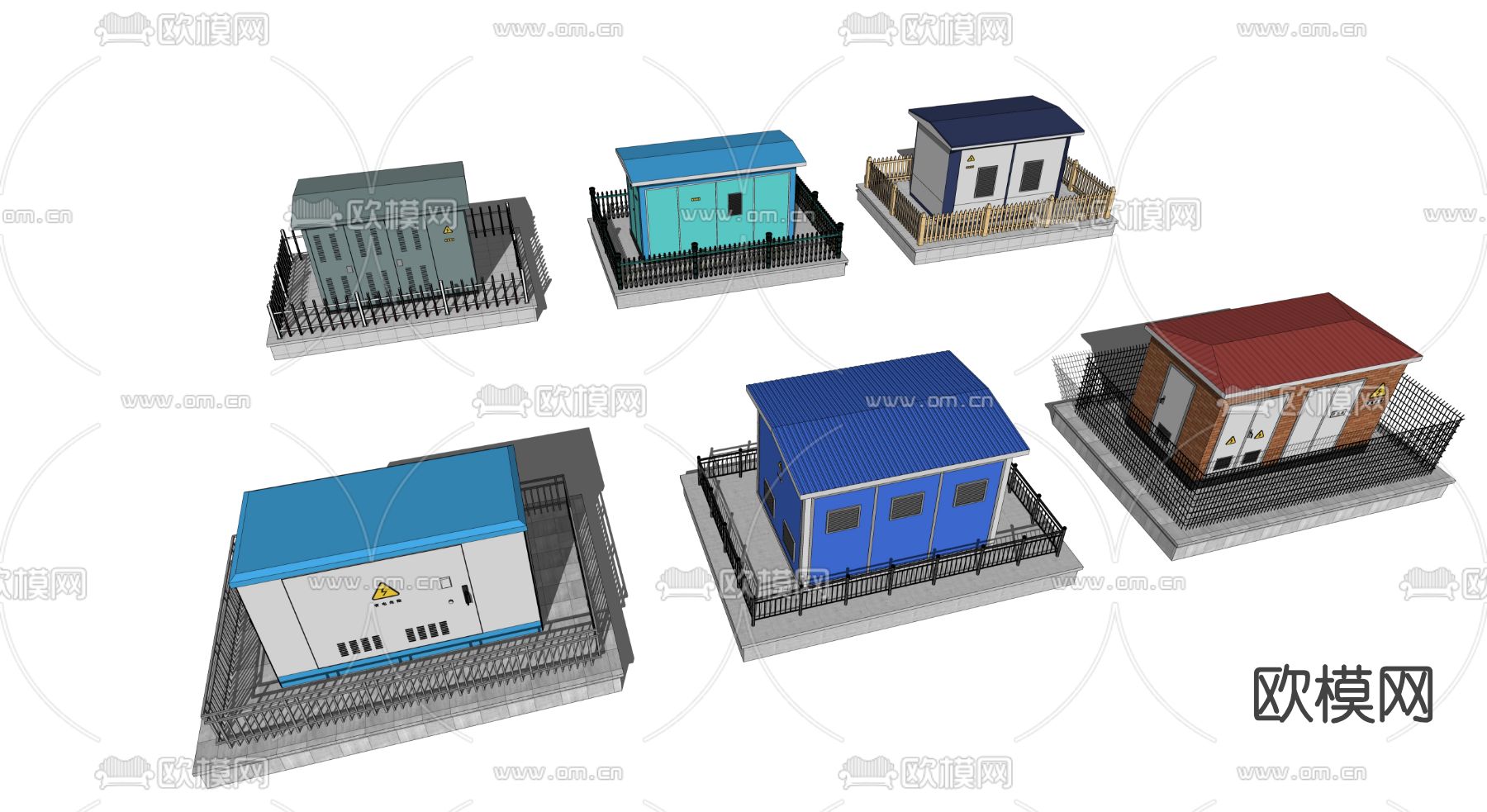 现代变电箱电压箱su模型下载
