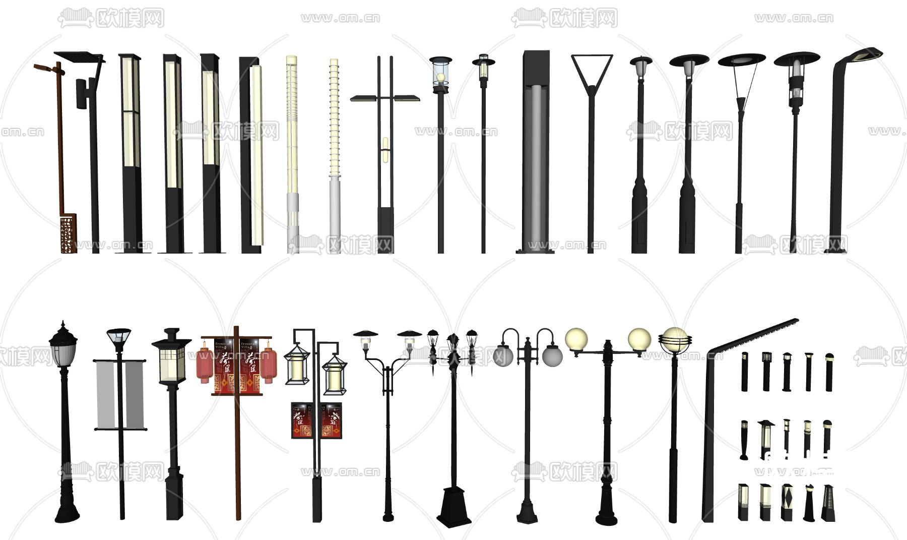现代路灯su模型下载