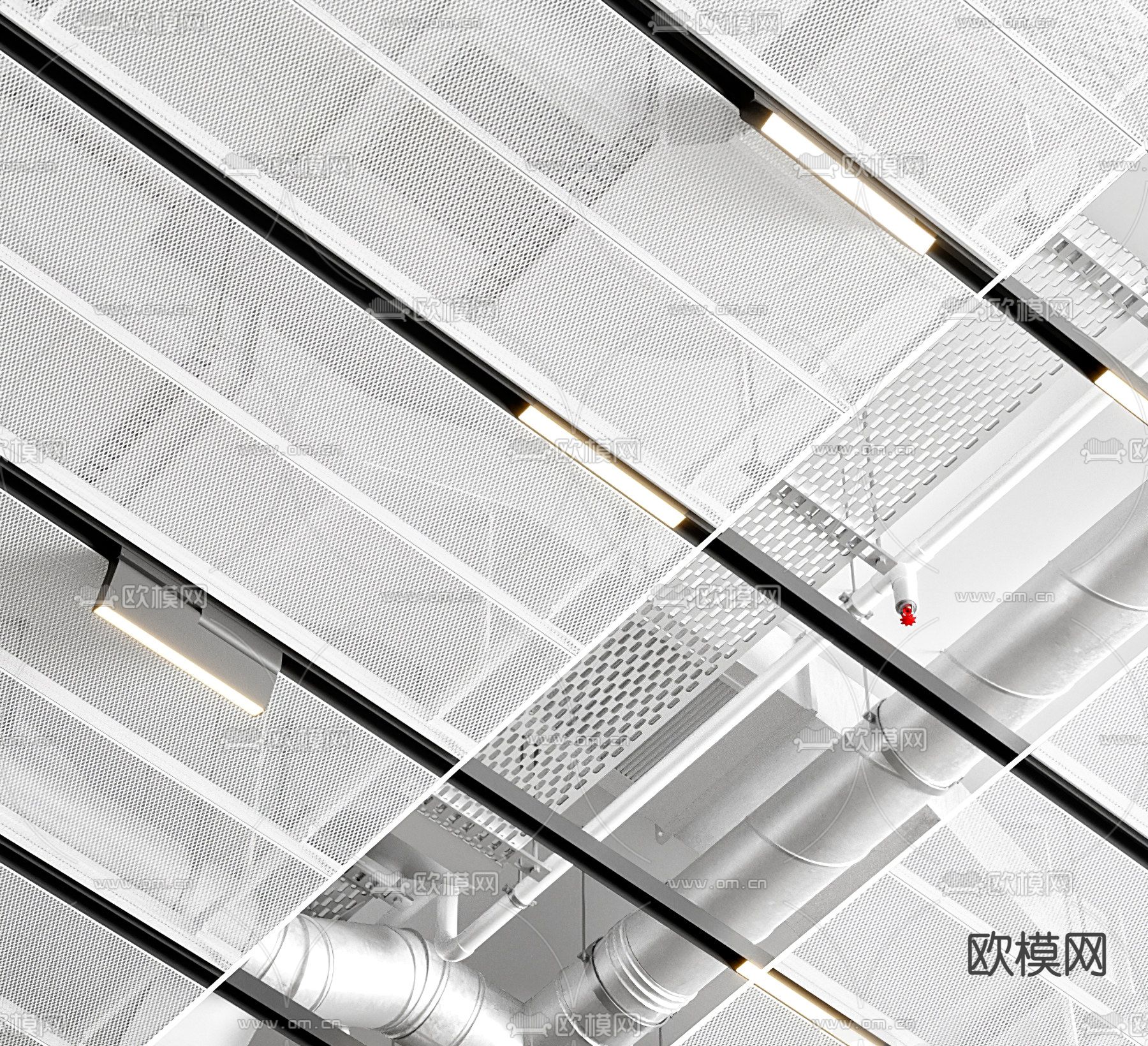 现代办公吊顶3d模型