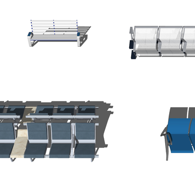  现代等候大厅座椅排椅su模型 
