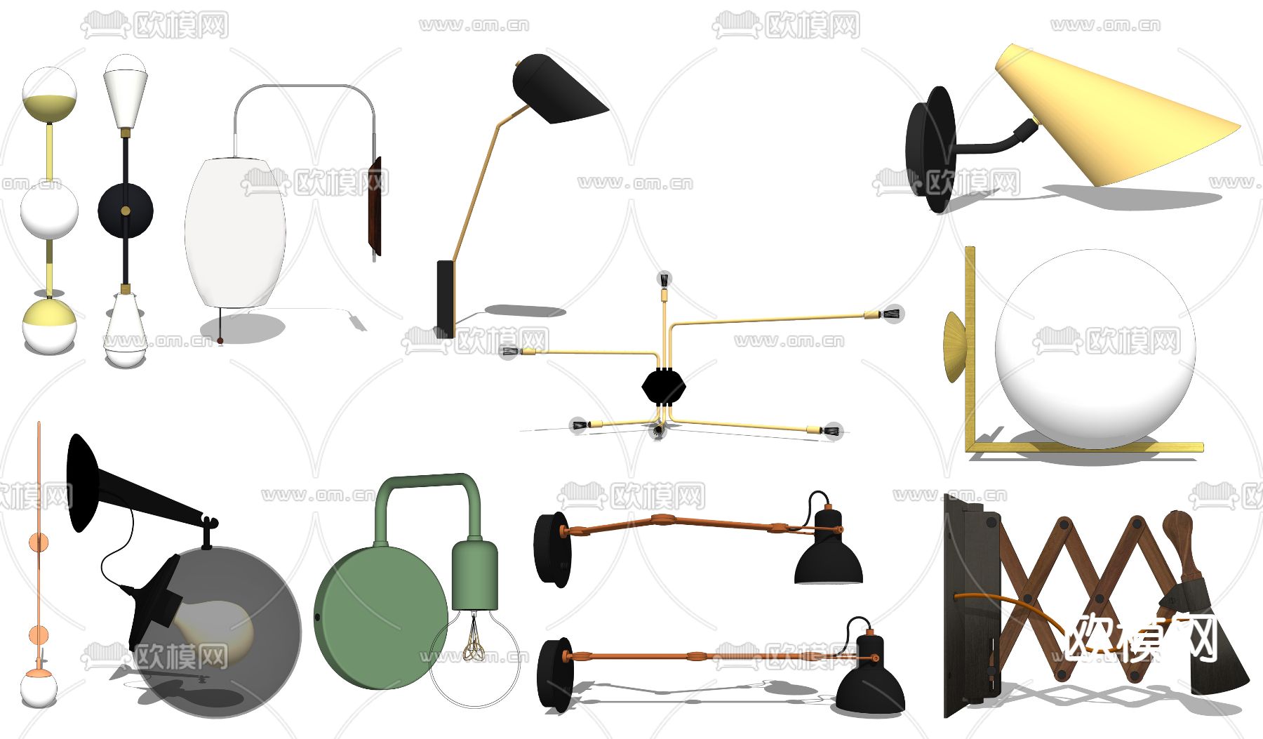 工业风金属壁灯su模型下载