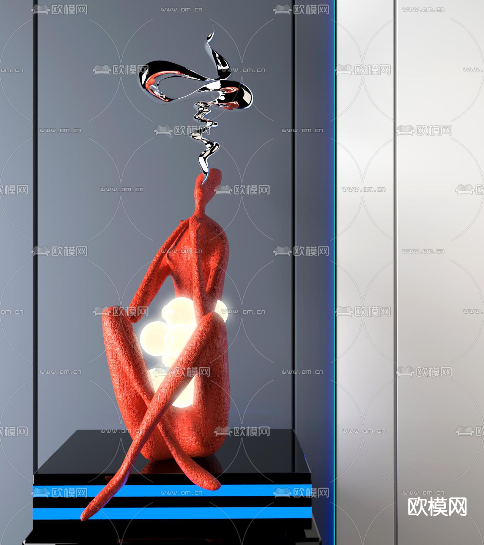 现代抽象人物雕塑摆件3d模型