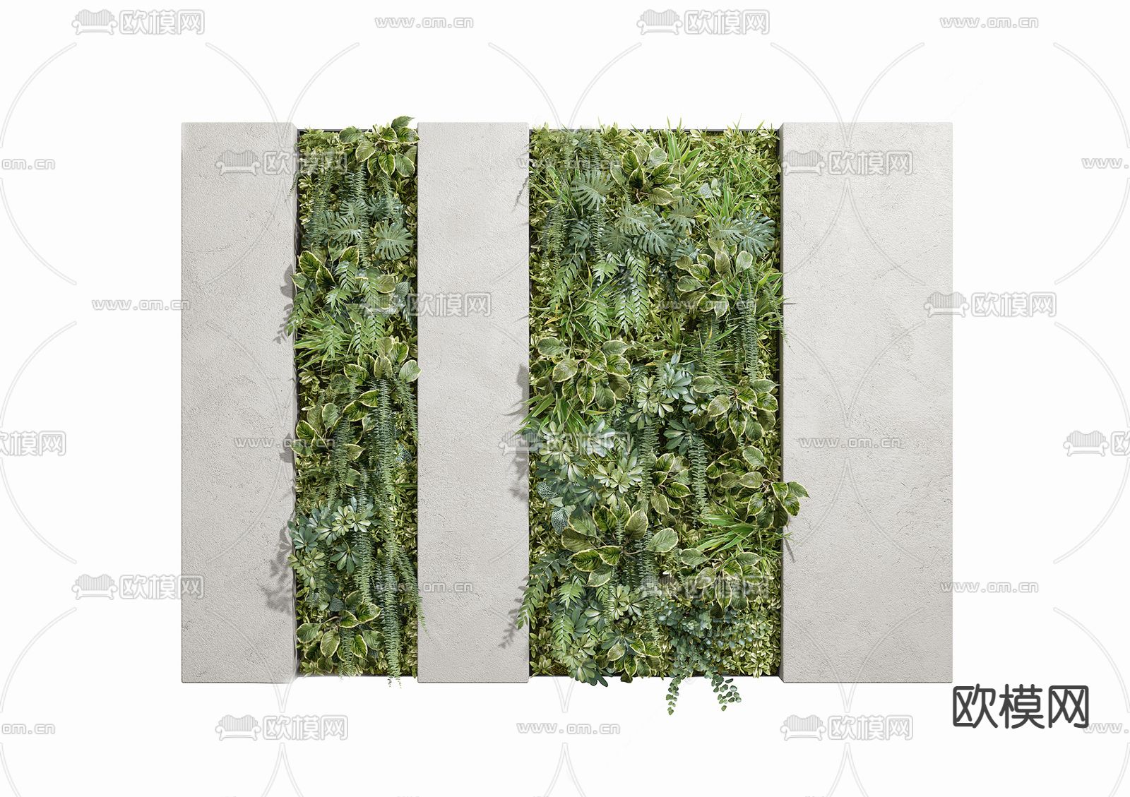 现代绿植墙su模型下载
