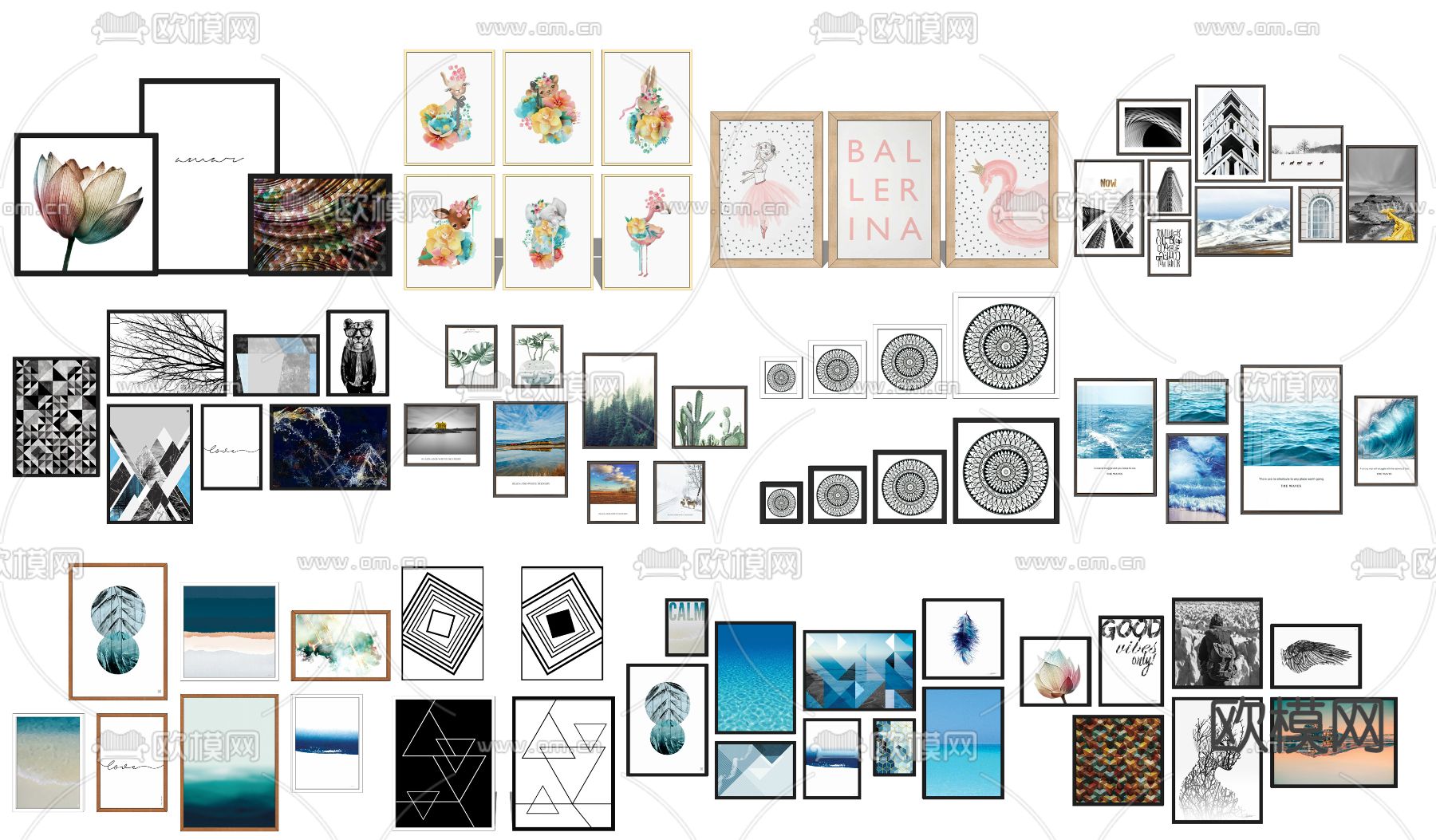 现代墙饰挂画su模型下载