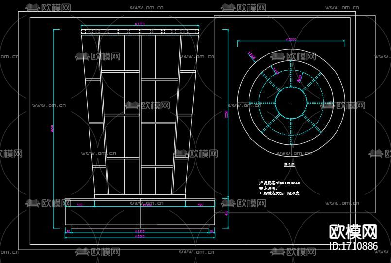 圆形书柜节点大样图下载（渲染图4）