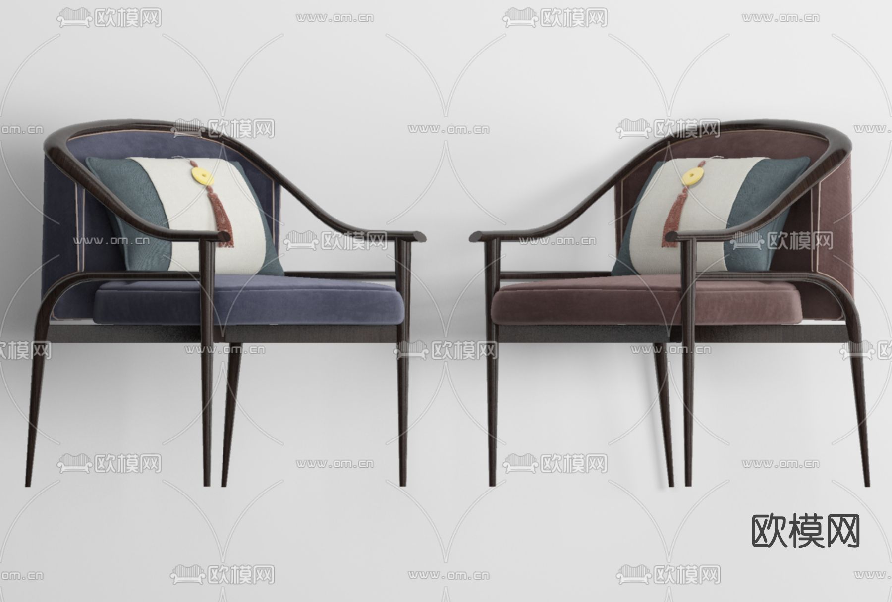 新中式餐椅单椅免费3d模型下载