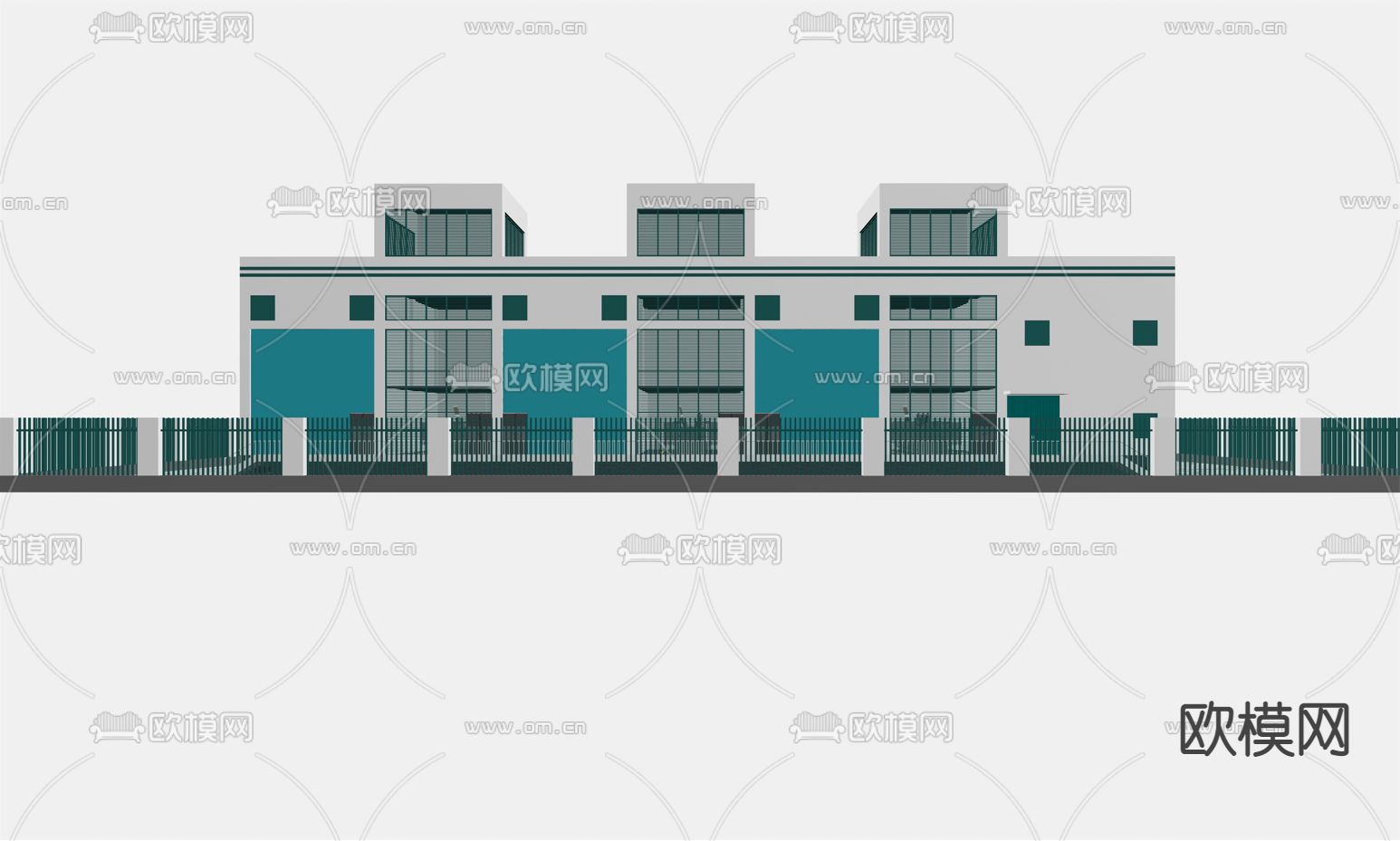 现代外变压器站变电所电厂免费3d模型下载（渲染图1）