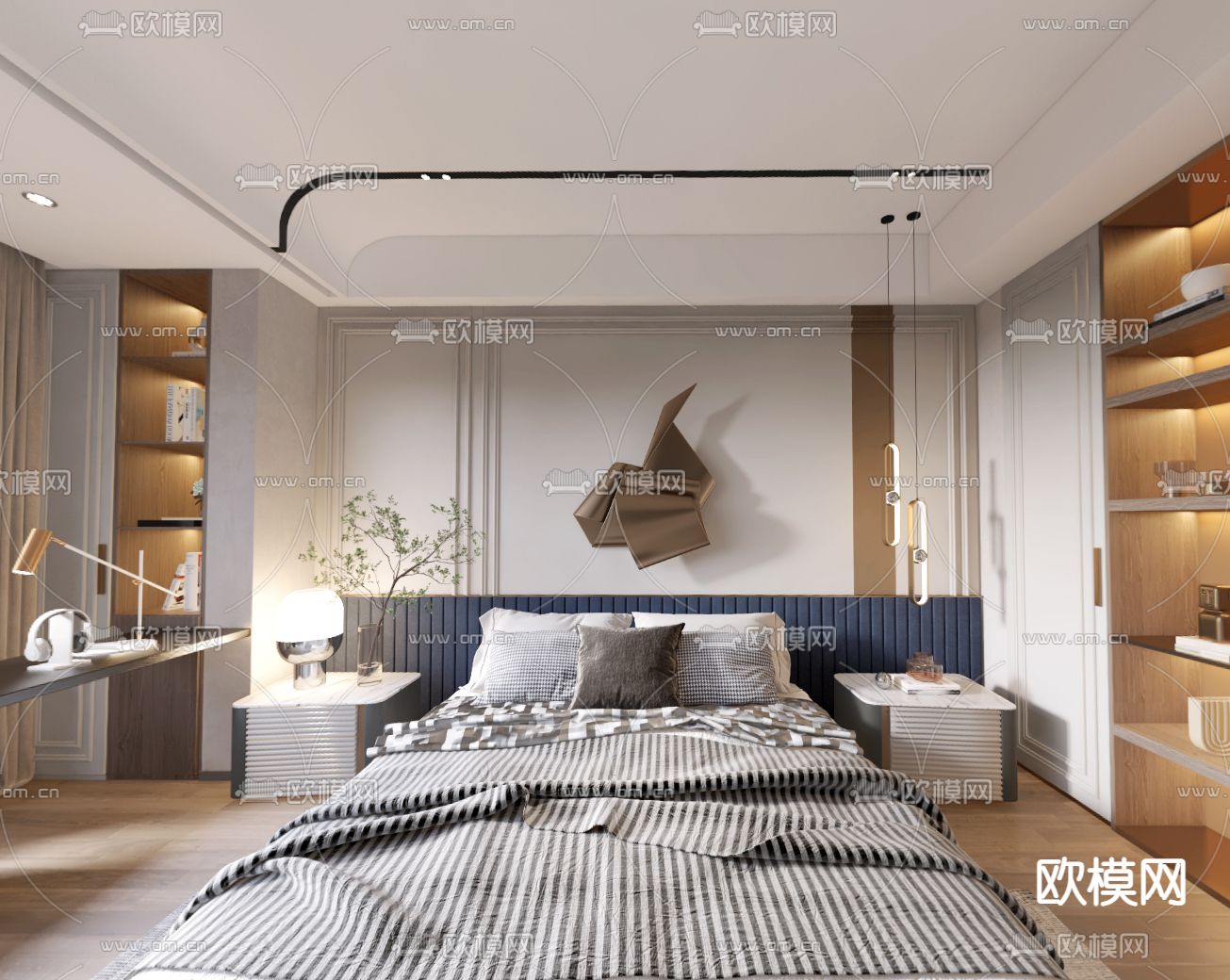 现代卧室主人房vr全景3d模型