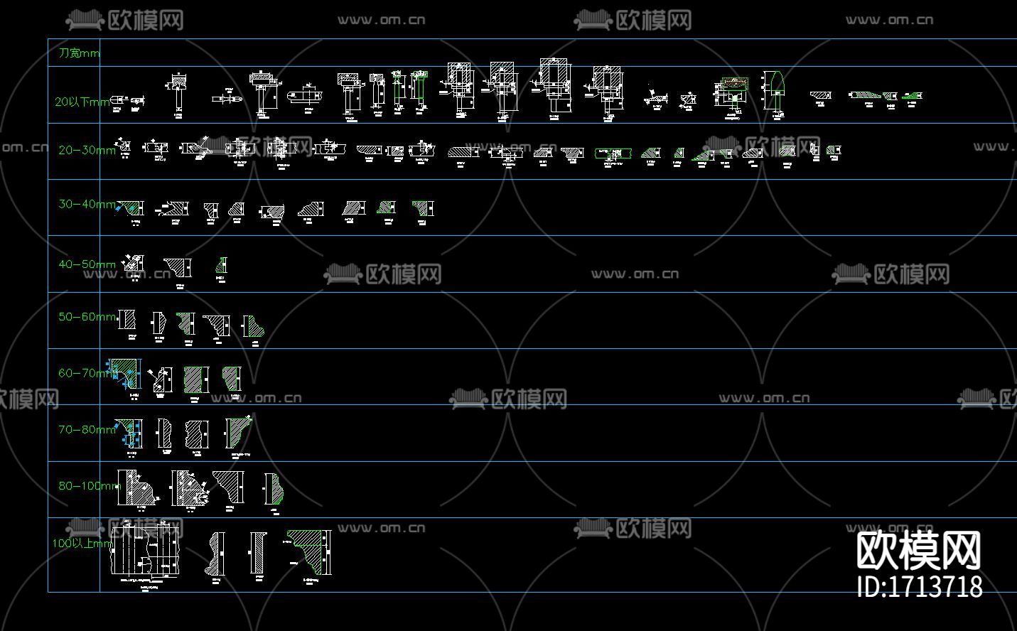 实木刀具cad图块下载（渲染图3）