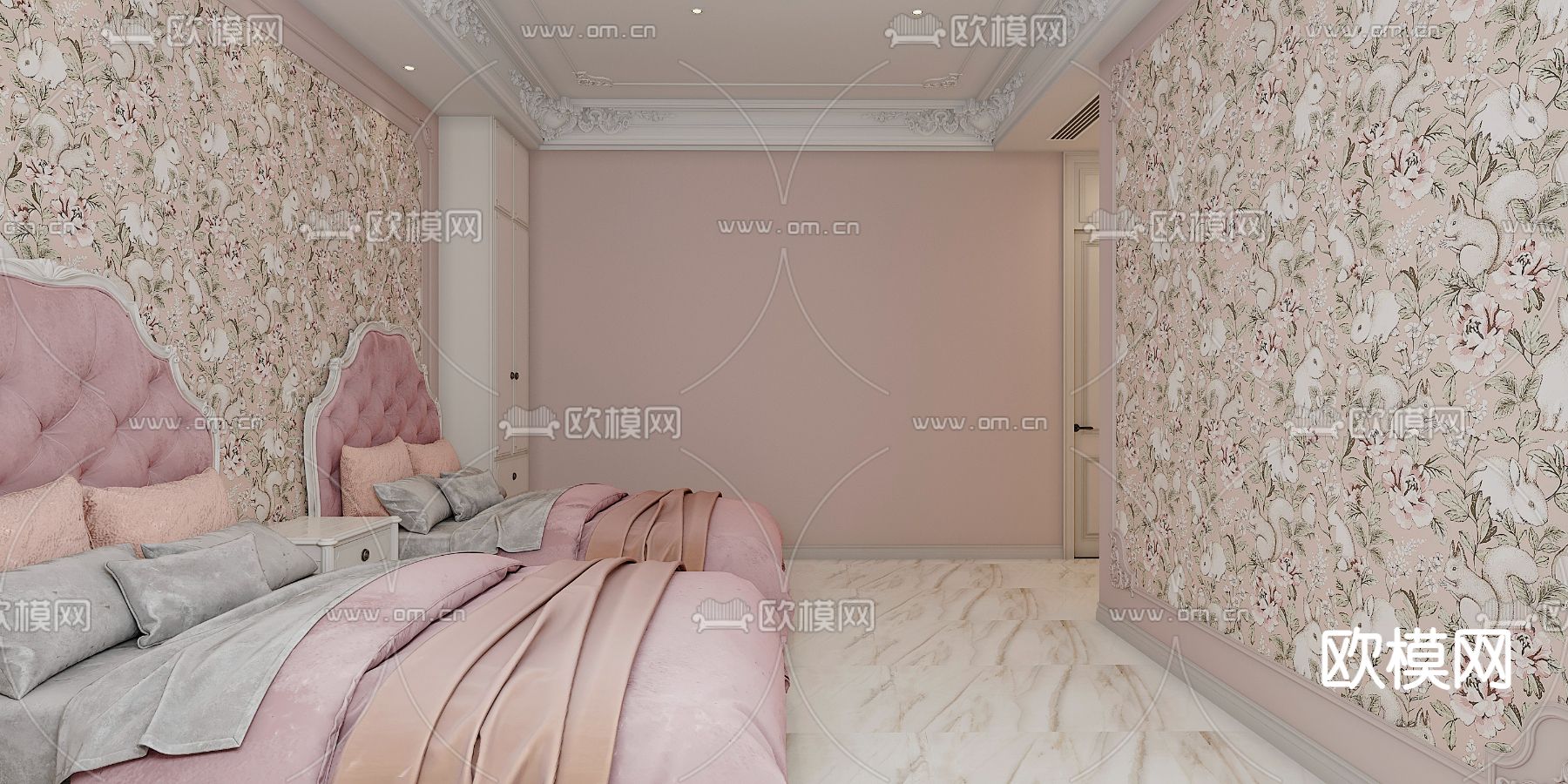 法式女孩房免费3d模型下载（渲染图3）