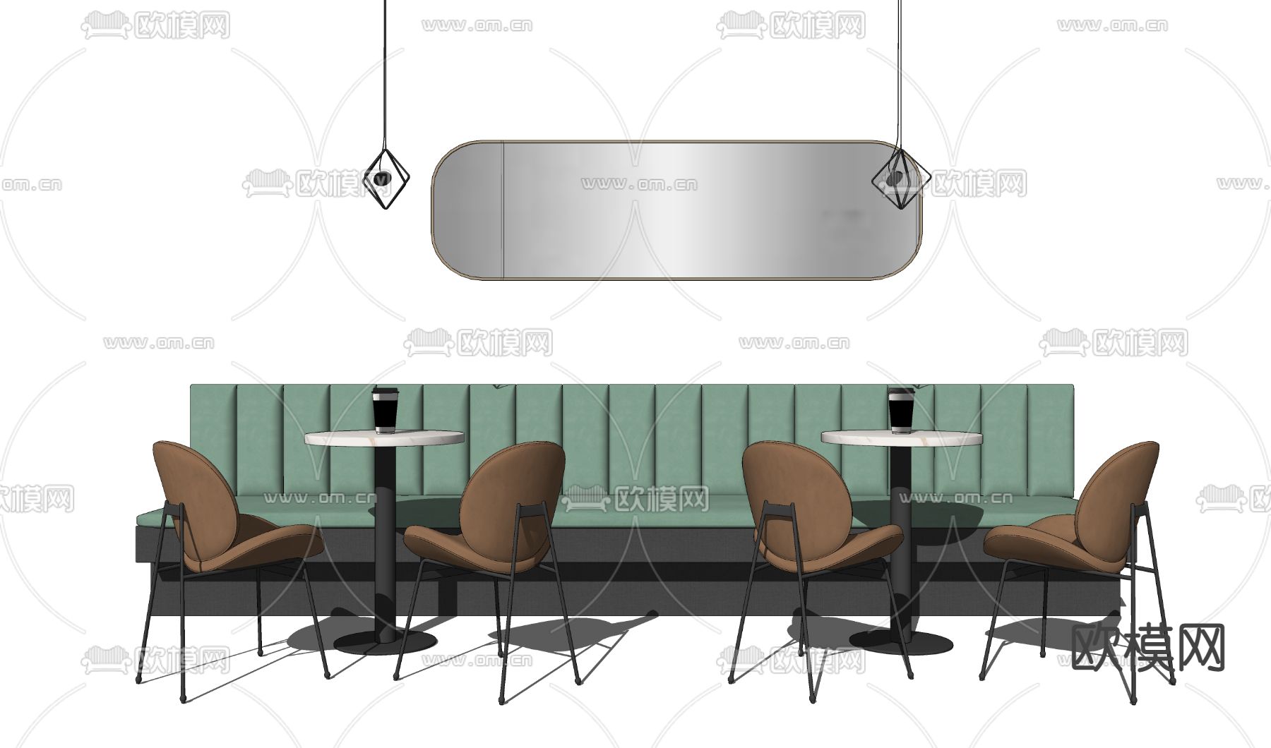 现代轻奢卡座su模型下载